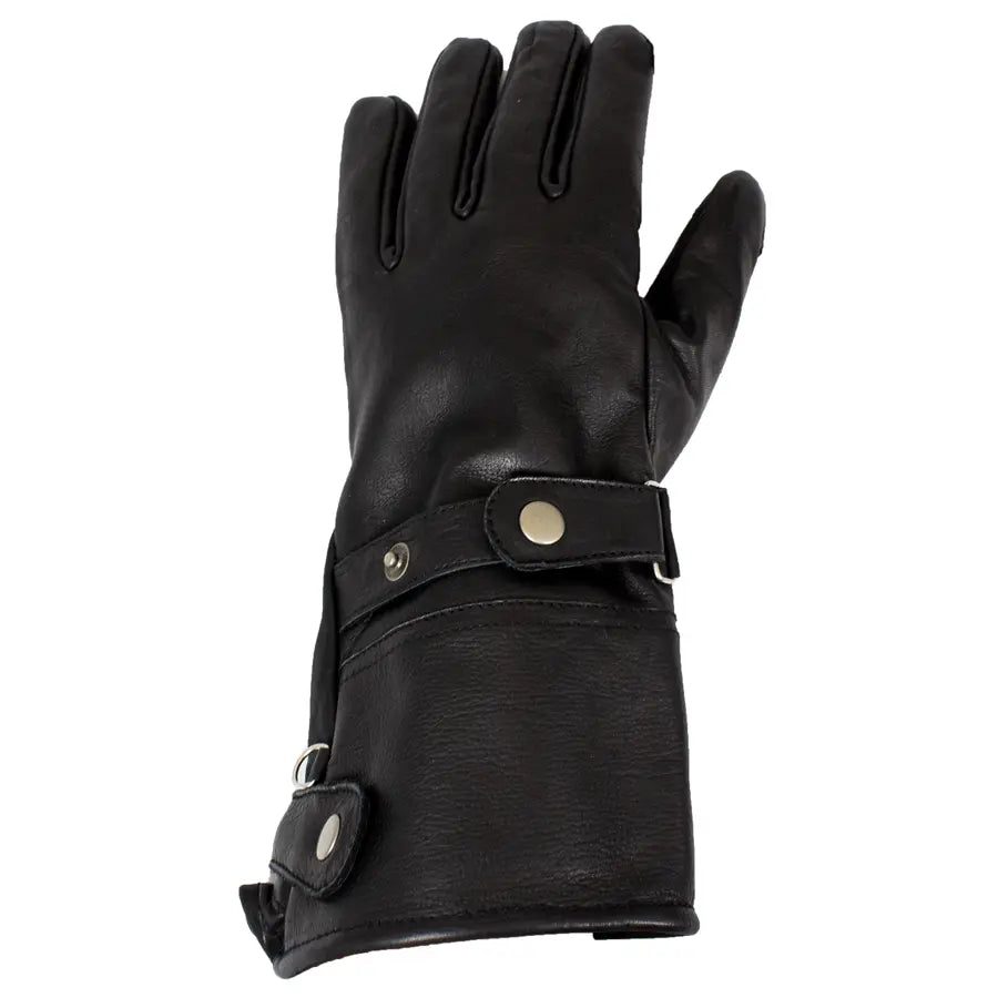 Premium Men's Leather Gauntlet Motorcycle Gloves - Durable Biker Gloves for Harley, Cruiser & Touring - Windproof & Protective Riding Gear for Long Distance & Commuting