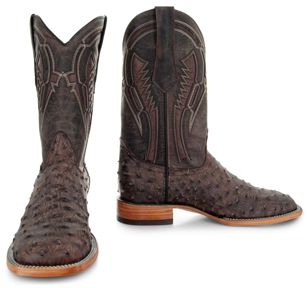 Soto Boots Men's Out of the Wild Ostrich Print Cowboy Boots - Genuine Leather Western Boots for Men H50031 | Perfect for Rodeo, Country Dancing & Western Fashion