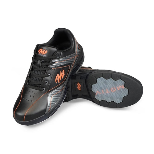 Motiv Men's Propel Black Carbon Orange Left Hand Bowling Shoes - Comfortable & Durable for League Play & Tournament Bowling