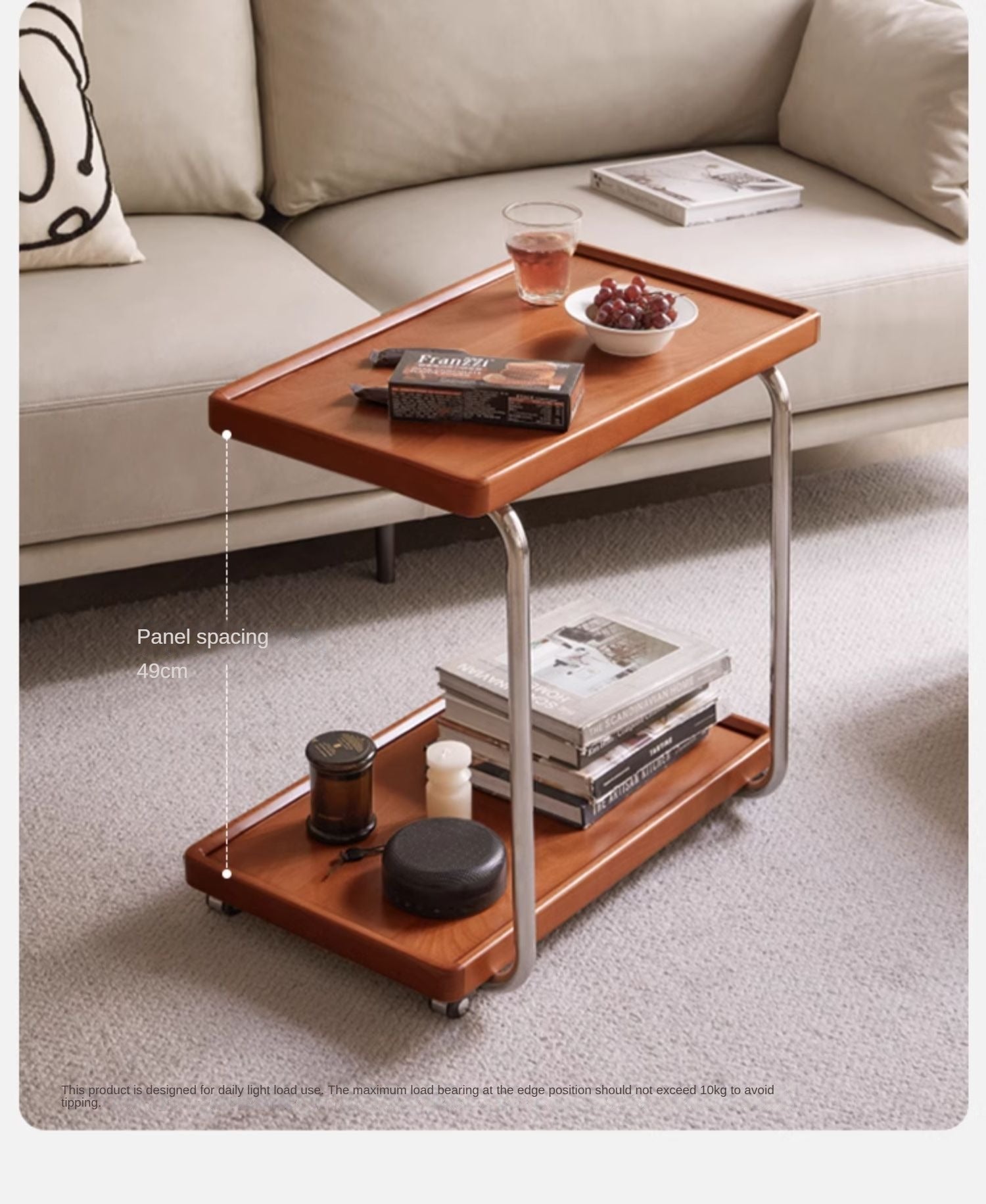 Solid Wood C-Shaped Side Table - Beech, Ash, Oak, Poplar - Modern End Table for Living Room, Bedroom & Office