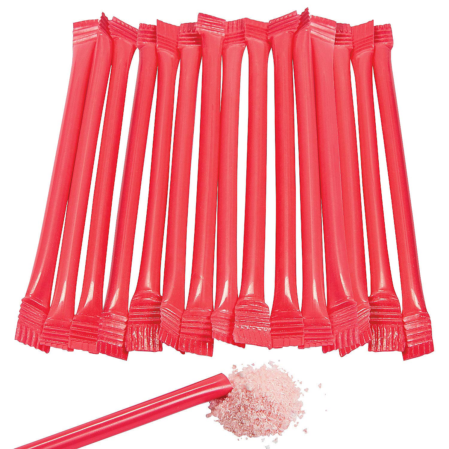 240-Pack Candy Filled Straws Powder Sticks - Bulk Party Supplies for Gender Reveal, Wedding, Baby Shower & Buffet - Great for Dessert Toppings, DIY Treats & Candy Buffets (Red)