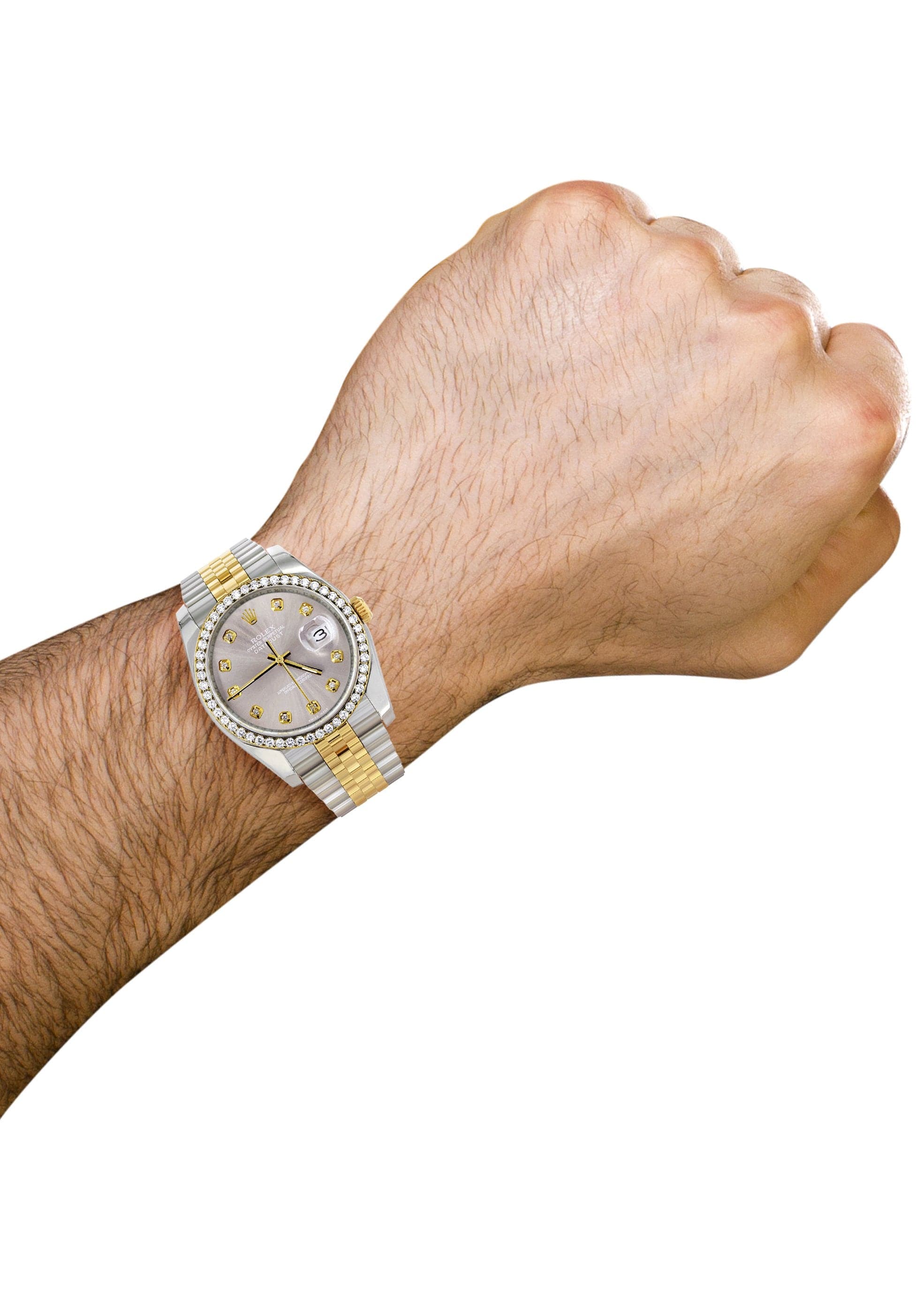 Rolex Datejust 36mm Men's Watch with Diamond Bezel & Grey Dial - Hidden Clasp Jubilee Band for Business & Formal Occasions