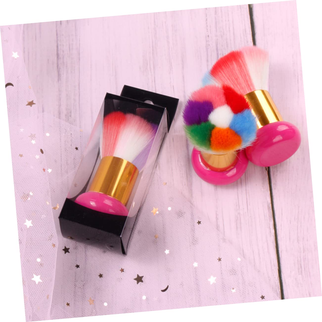 FOMIYES 2-Piece Nail Cleaning Brush Set - Nail Dust Remover, Manicure Brush for Nail Art, Makeup, Blush & Powder Application | Perfect for Salon, Home Manicures & Professional Nail Artists