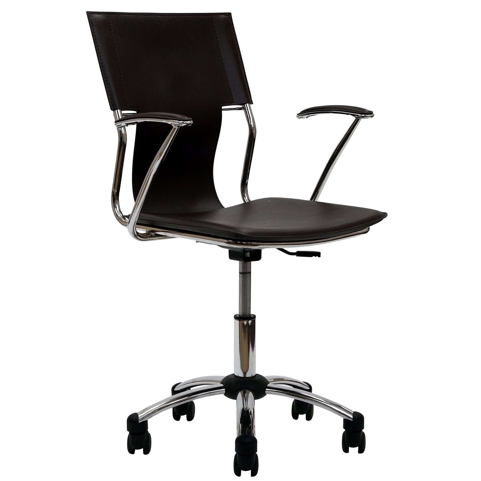 Modway Studio Brown Faux Leather Swivel Office Chair - Ergonomic Adjustable Task Chair for Home & Office Workspace