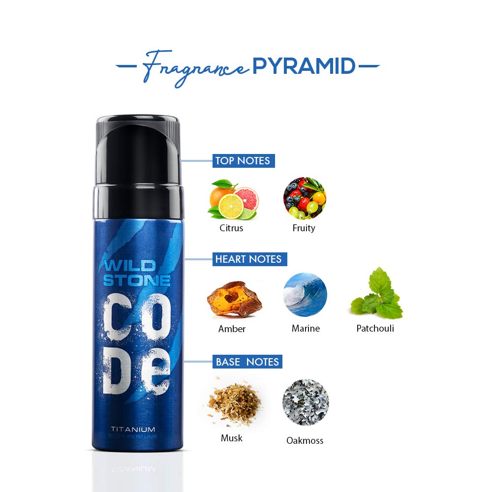 Wild Stone Code Titanium & Iridium Eau De Toilette for Men - 120ml (2 Pack) | Long Lasting Fragrance for Date Night, Office & Special Occasions