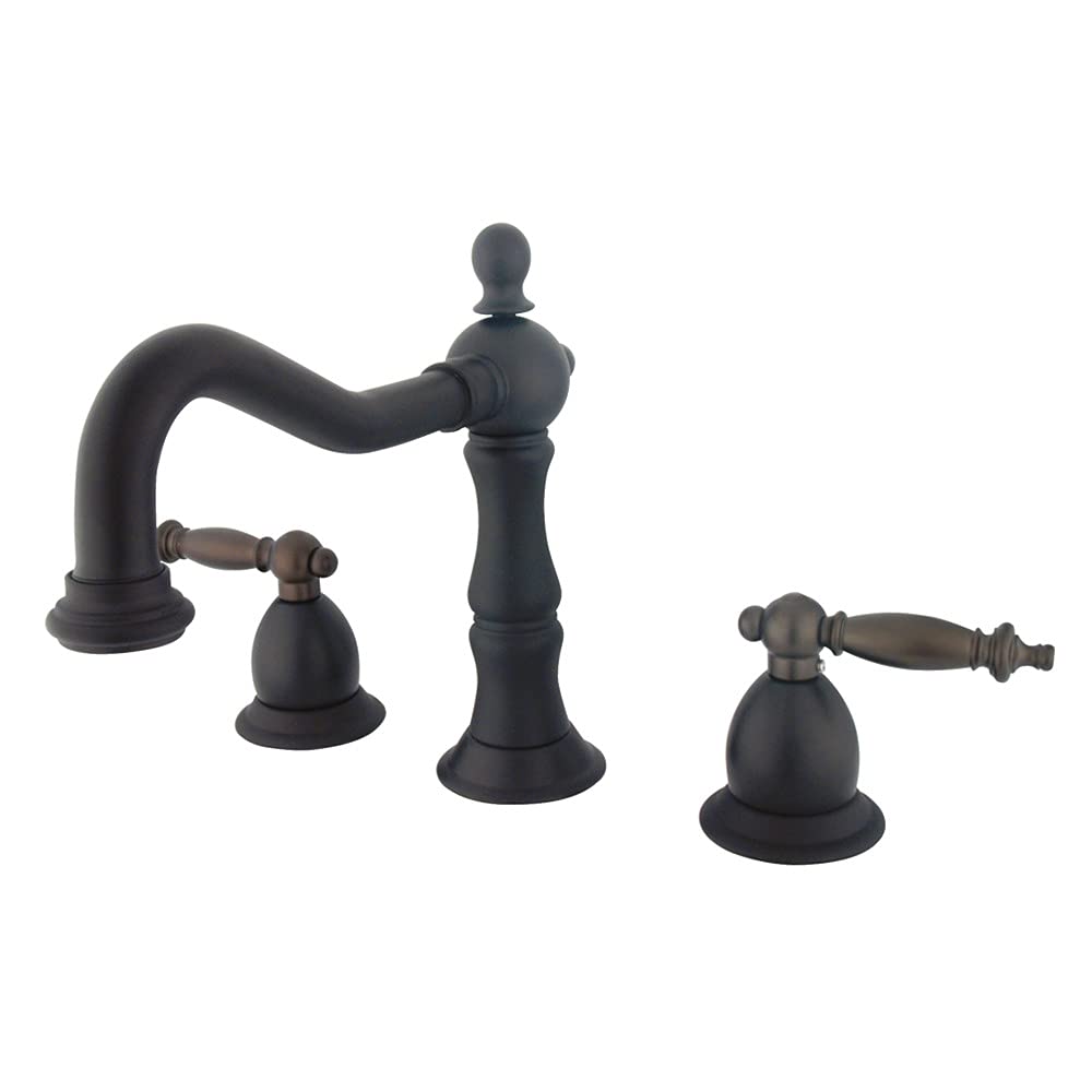 Kingston Brass KS1975TL Heritage Widespread Bathroom Faucet in Oil Rubbed Bronze - Perfect for Vintage Style Bathroom Vanities and Powder Rooms