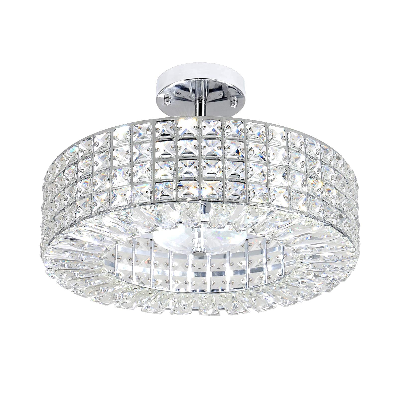 Modern Crystal Semi Flush Mount Ceiling Light Fixture - 5-Light Design with G9 Bulb for Hallway, Kitchen, Dining Room & Living Room - Elegant Home Lighting for Entryways and Open Concept Spaces