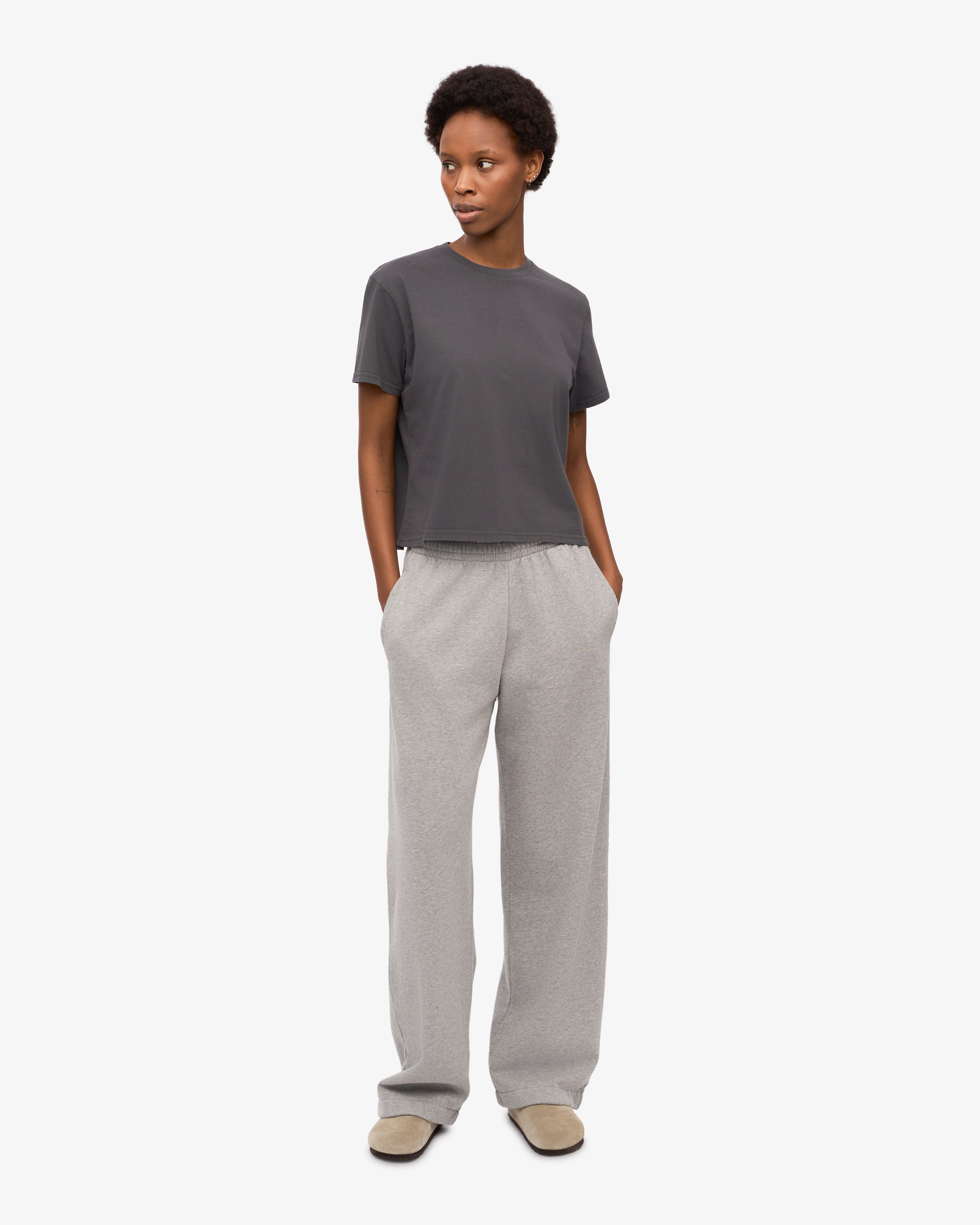 Organic Boxy Crop Tee - Soft Cotton Women's T-Shirt in Lava Grey | Casual Streetwear & Summer Outfit Essential