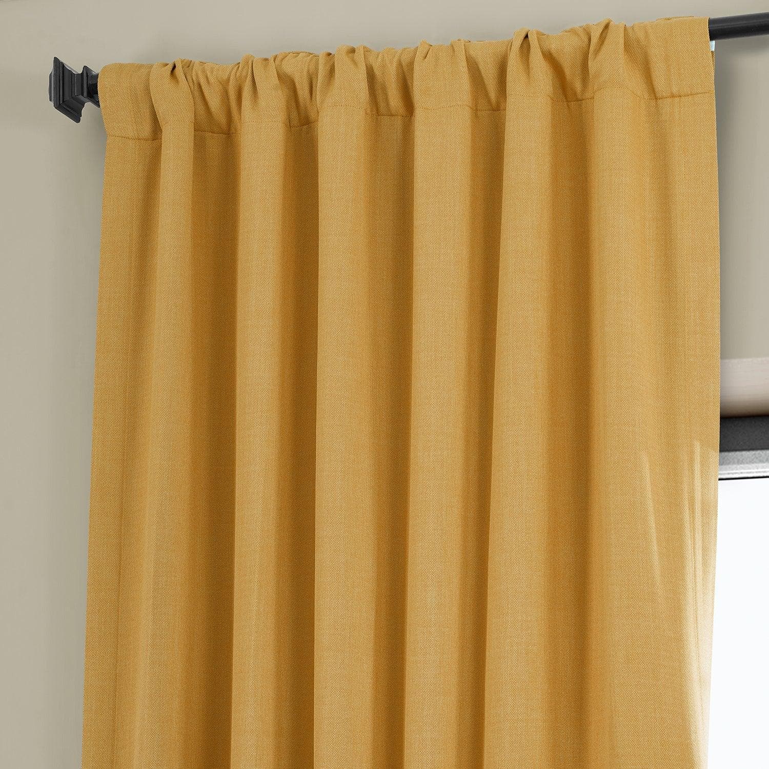 Dandelion Gold Textured Faux Linen Blackout Curtains for Bedroom & Living Room - Light Blocking Thermal Insulated Window Drapes for Home Decor