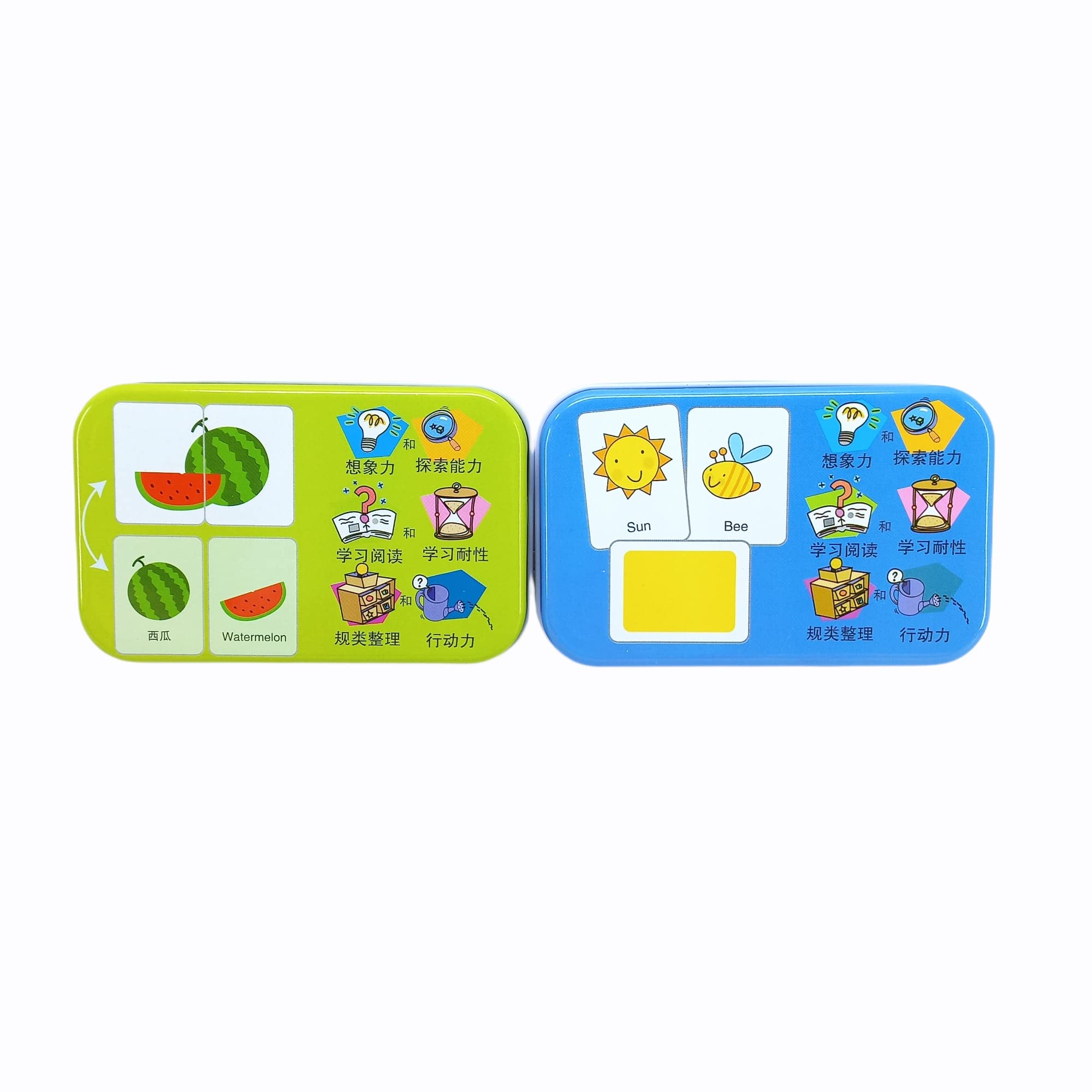 Folca® Wooden Puzzle Matching Game - Educational Flash Cards for Kids, Cognitive Learning Toys for Toddlers & Children (Set A) - Perfect for Preschool Learning, Birthday Gifts & Family Game Night