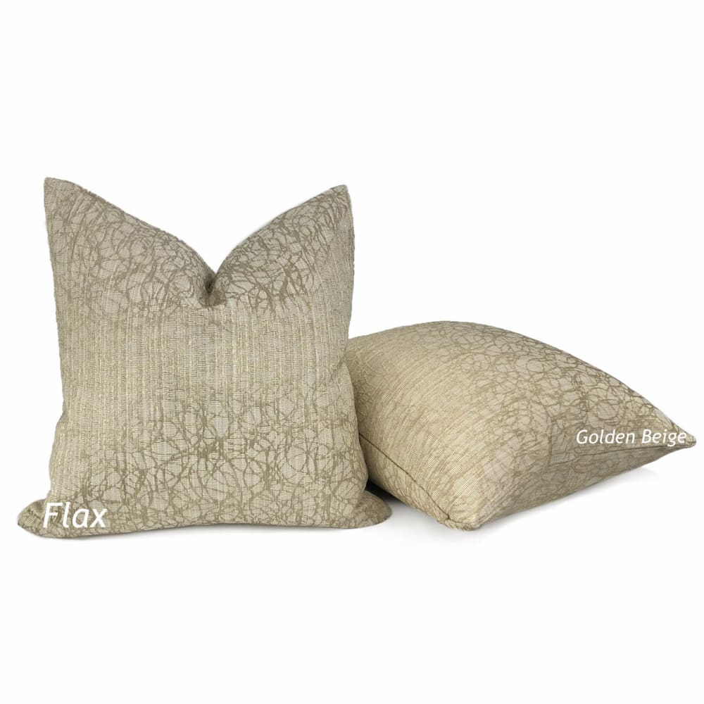 Roslyn Flax Beige Abstract Pillow Cover - 18x18 Inch Decorative Cushion Case for Sofa, Bed, Living Room - Modern Home Decor Accent
