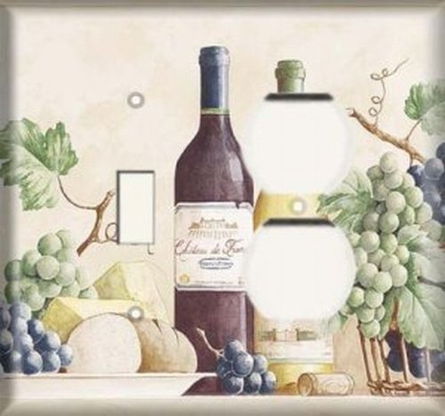 Stylish Grapes and Wine Decorative Light Switch Cover - Single Toggle & Duplex Receptacle Wall Plate - Perfect for Kitchen, Dining Room, and Wine Cellar Decor