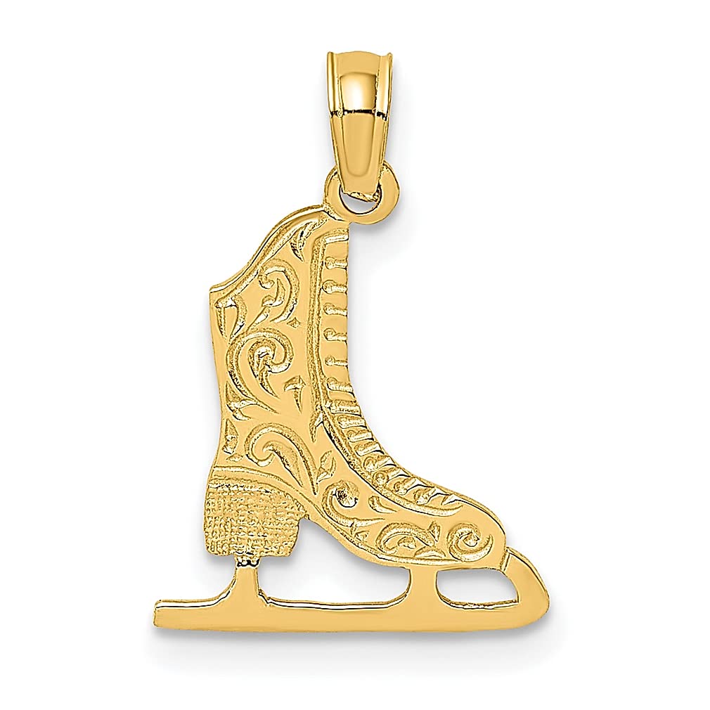 14K Yellow Gold Ice Skate Charm Necklace - Elegant Figure Skating Jewelry Pendant for Women | Perfect Gift for Skaters, Birthday, Anniversary & Christmas (Ice Skating Enthusiasts)