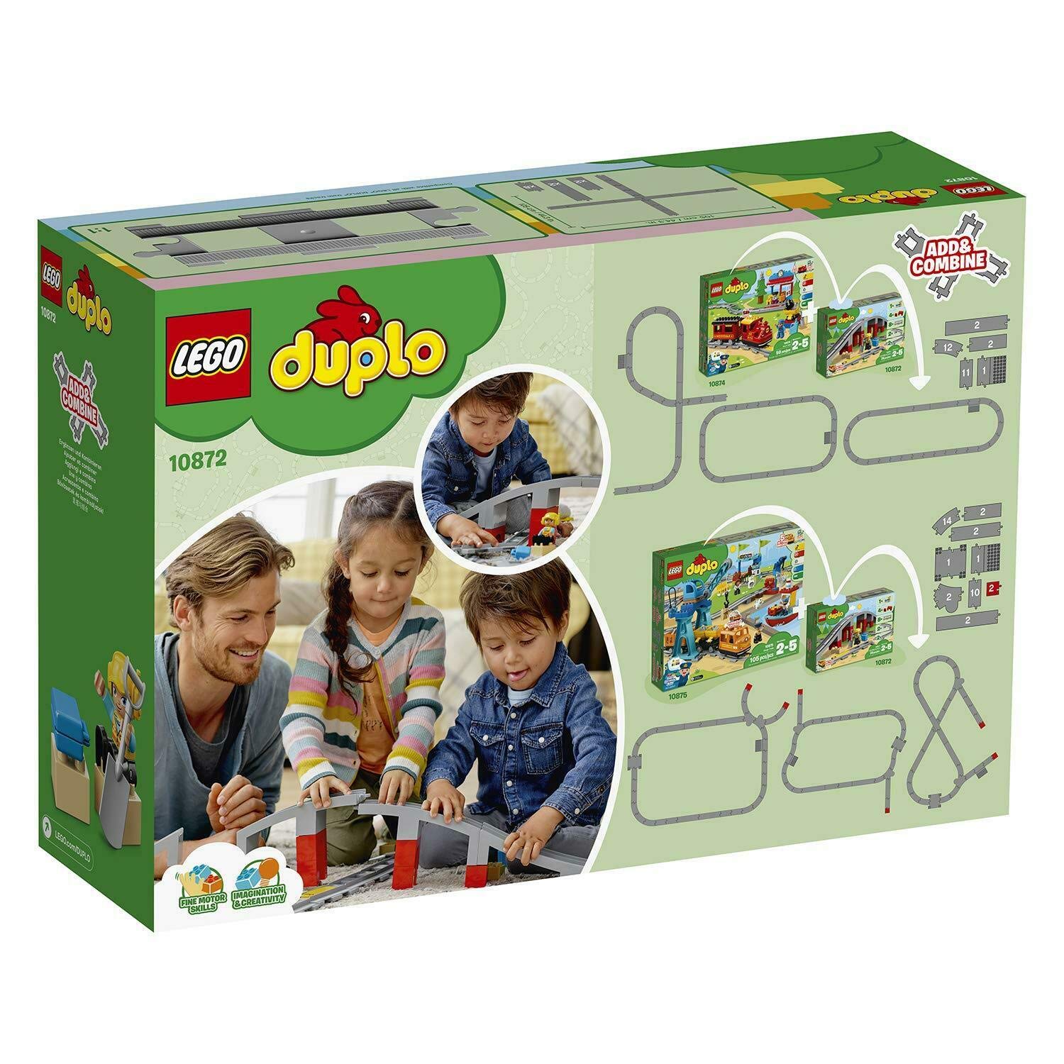 LEGO Duplo Steam Train Set (10874) with Railway Bridge (10872) & Tracks (10882) – Educational Building Blocks Toy for Toddlers – Perfect for Pretend Play & Early STEM Learning