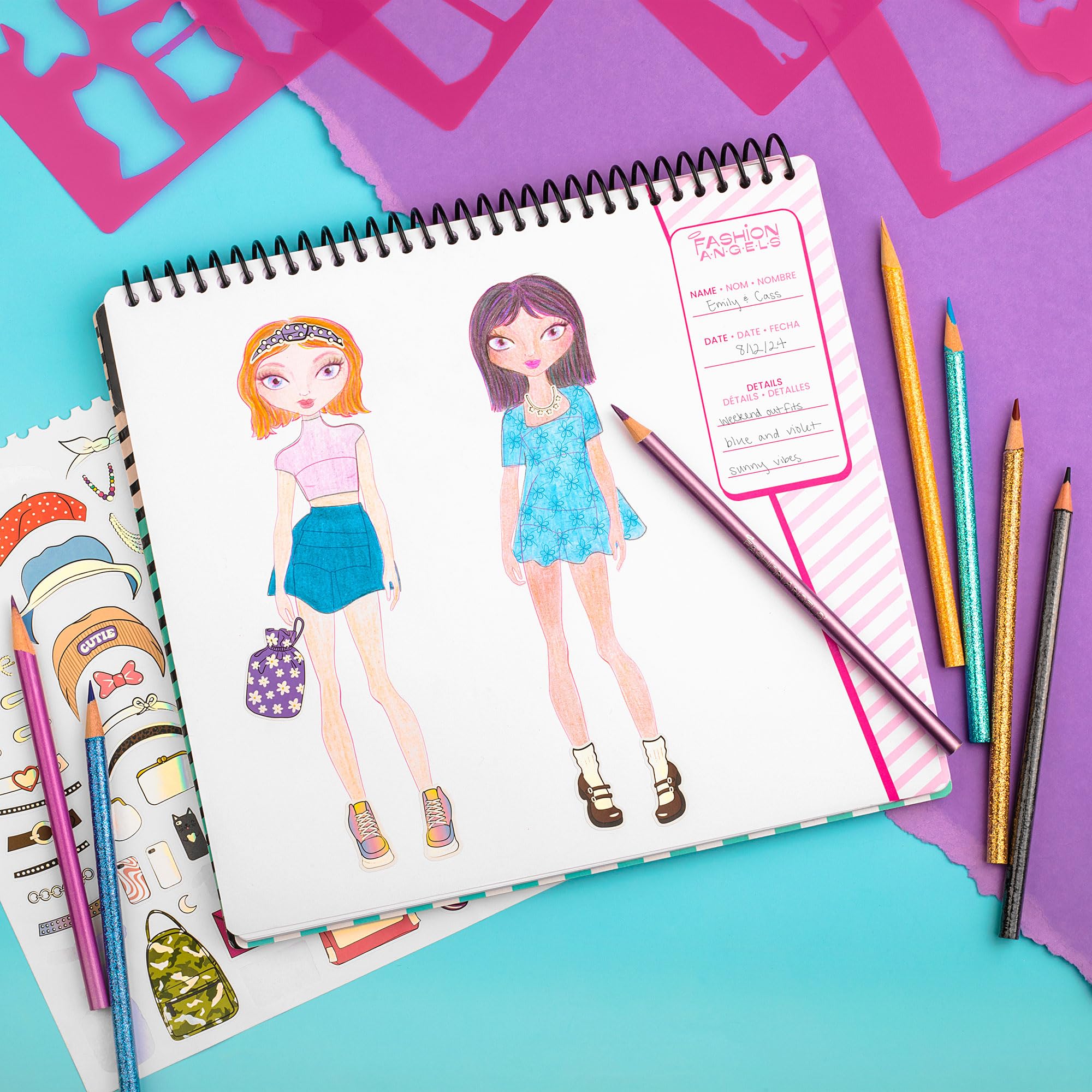 Fashion Angels I Love Fashion Sketch Portfolio - Fashion Design Sketch Book for Girls with Stencils & Stickers, Creative Drawing Kit for Kids | Perfect for Birthday Gifts, Art Class Projects & DIY Fashion Design