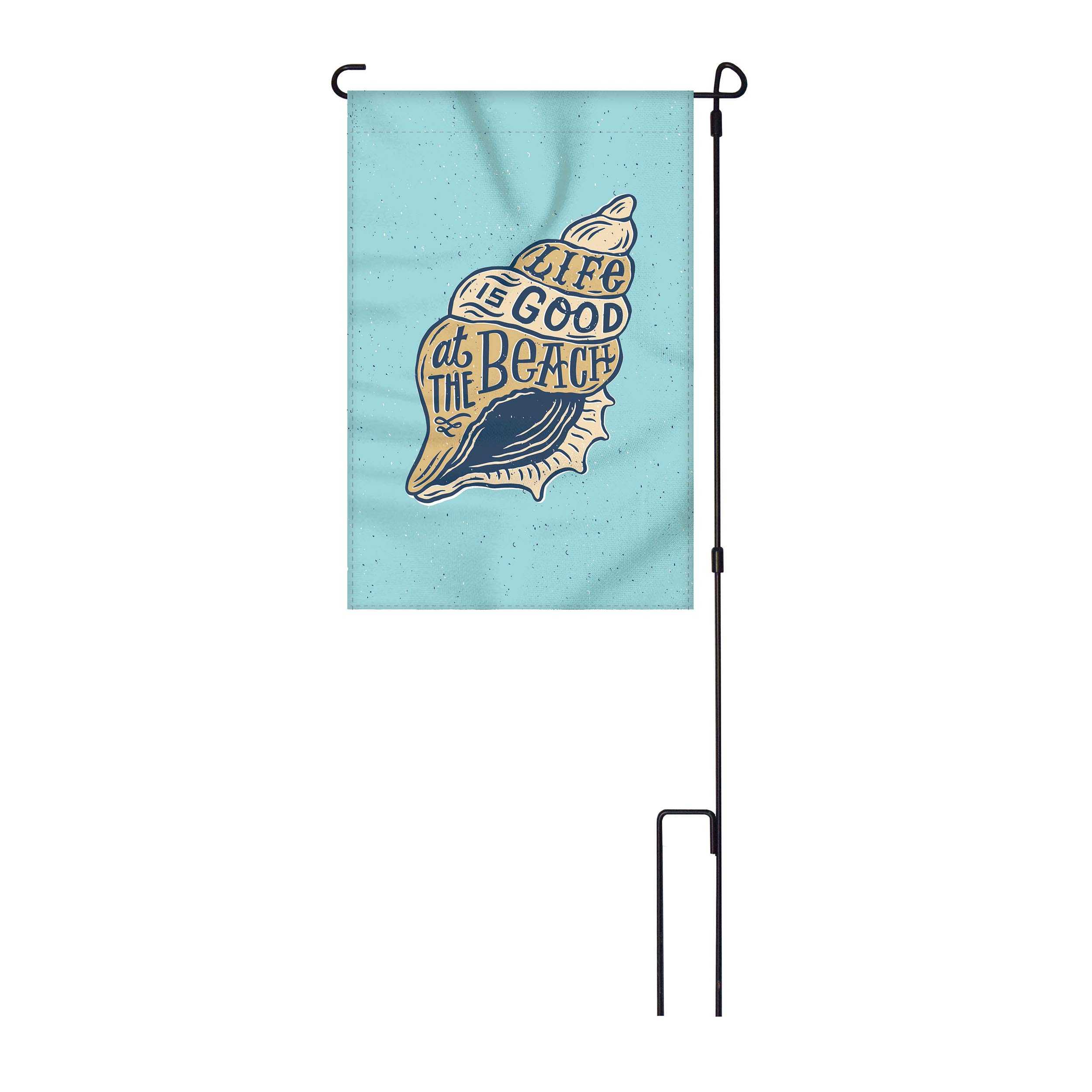 Rivers Edge Products 14x22 Inch Double-Sided Yard Flag with Metal Stand - Outdoor Garden Decor for Patio, Lawn & Beach House - Durable Weather-Resistant Small Flag with Stake & Pole for Seasonal Home Decoration