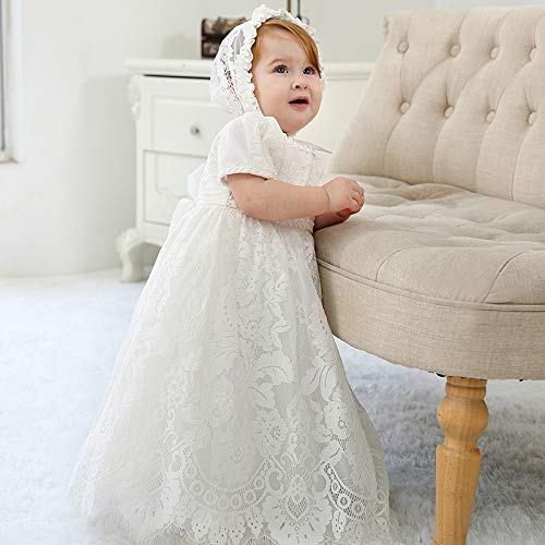 Baby Girl Christening Dress - White Baptism Gown for Dedication & Blessing Ceremonies - Elegant Flower Girl Dress for Special Occasions - Perfect for Church Events, First Communion & Photoshoots