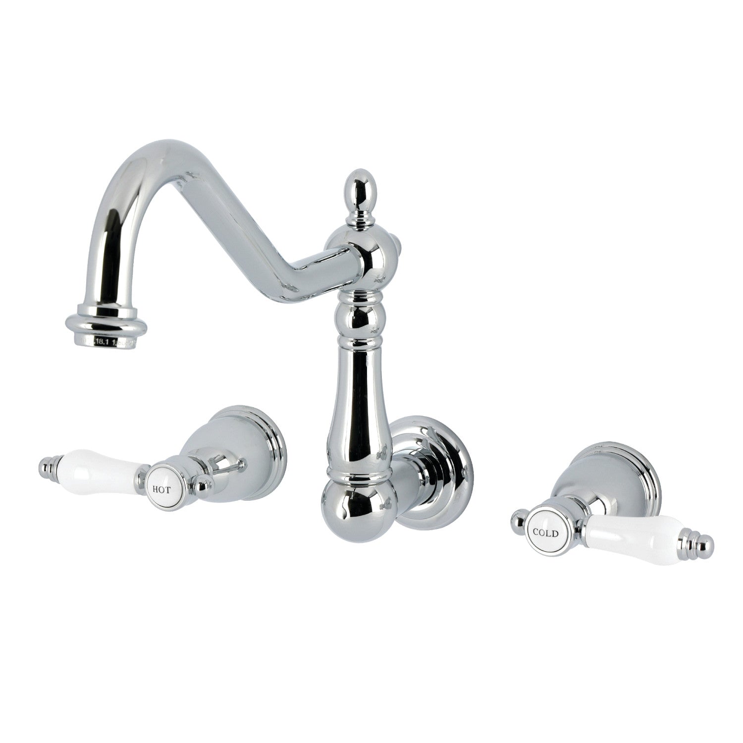 Bel Air KS1281BPL Double Handle 3 Hole Wall Mount Kitchen Faucet - Polished Chrome Finish - Durable Brass Construction - Ideal for Modern Kitchens, Restaurants & Commercial Spaces