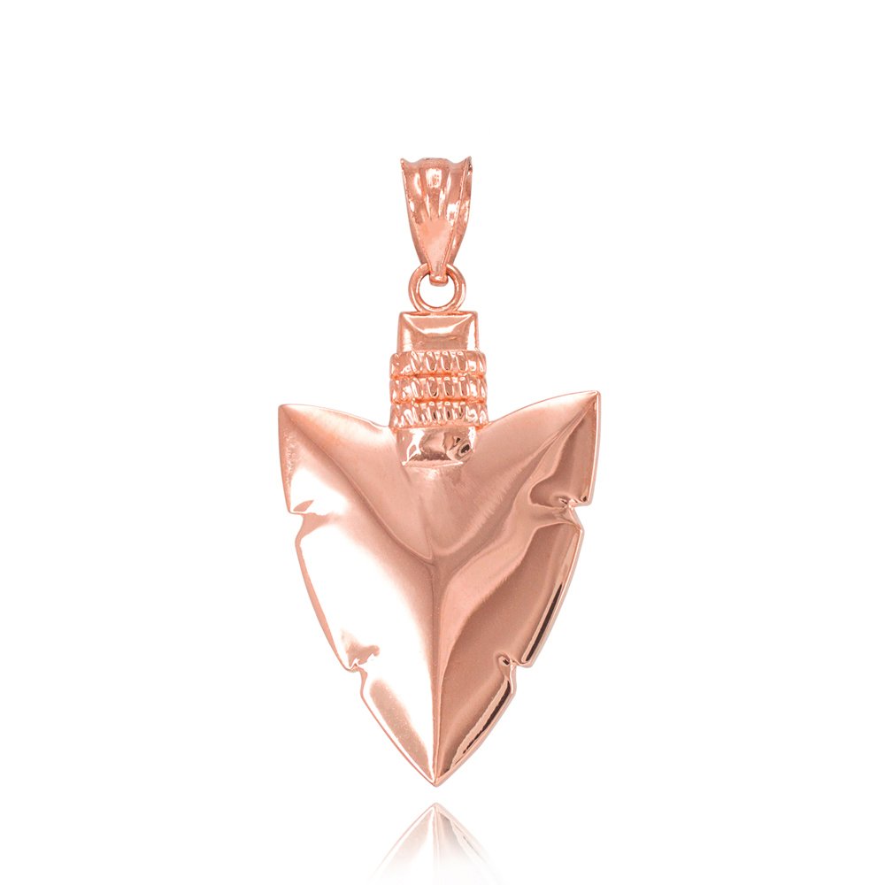 14K Rose Gold Serpentine Arrowhead Charm Pendant - Elegant Jewelry for Necklace, Gift for Her, Perfect for Everyday Wear & Special Occasions