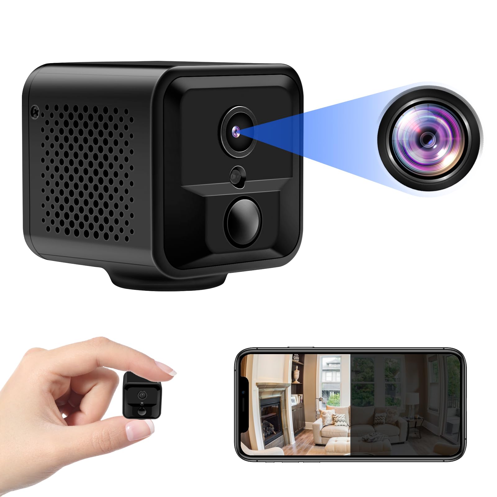 UYIKOO WiFi Spy Camera - Mini Wireless Hidden Surveillance Camera with 140° Wide Angle, 1080P HD, Motion Detection & Night Vision - Long Battery Life for Home Security, Office Monitoring, and Indoor/Outdoor Surveillance