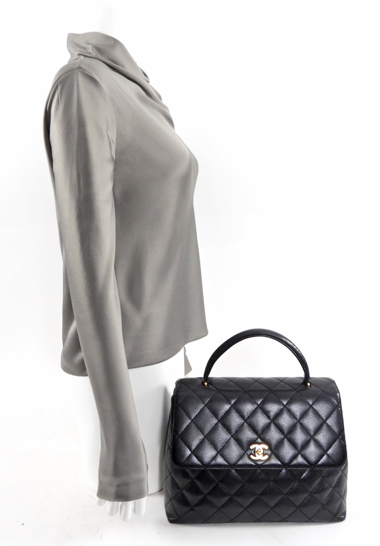 Vintage Chanel Black Caviar Kelly Top Handle Bag 2000-2002 Collection - Perfect for Luxury Fashion, Evening Events & Collector's Items