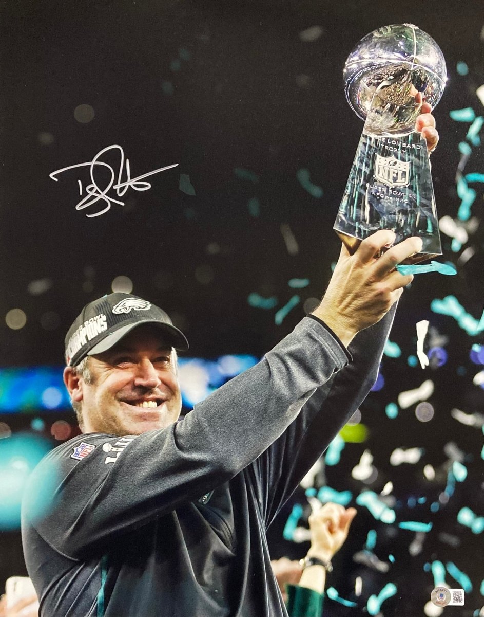 Authentic Coach Doug Pederson Autographed 16x20 Philadelphia Eagles Super Bowl 52 Championship Photo - Certified BAS ITP - Perfect for Eagles Fans, Sports Memorabilia Collectors & Man Cave Decor