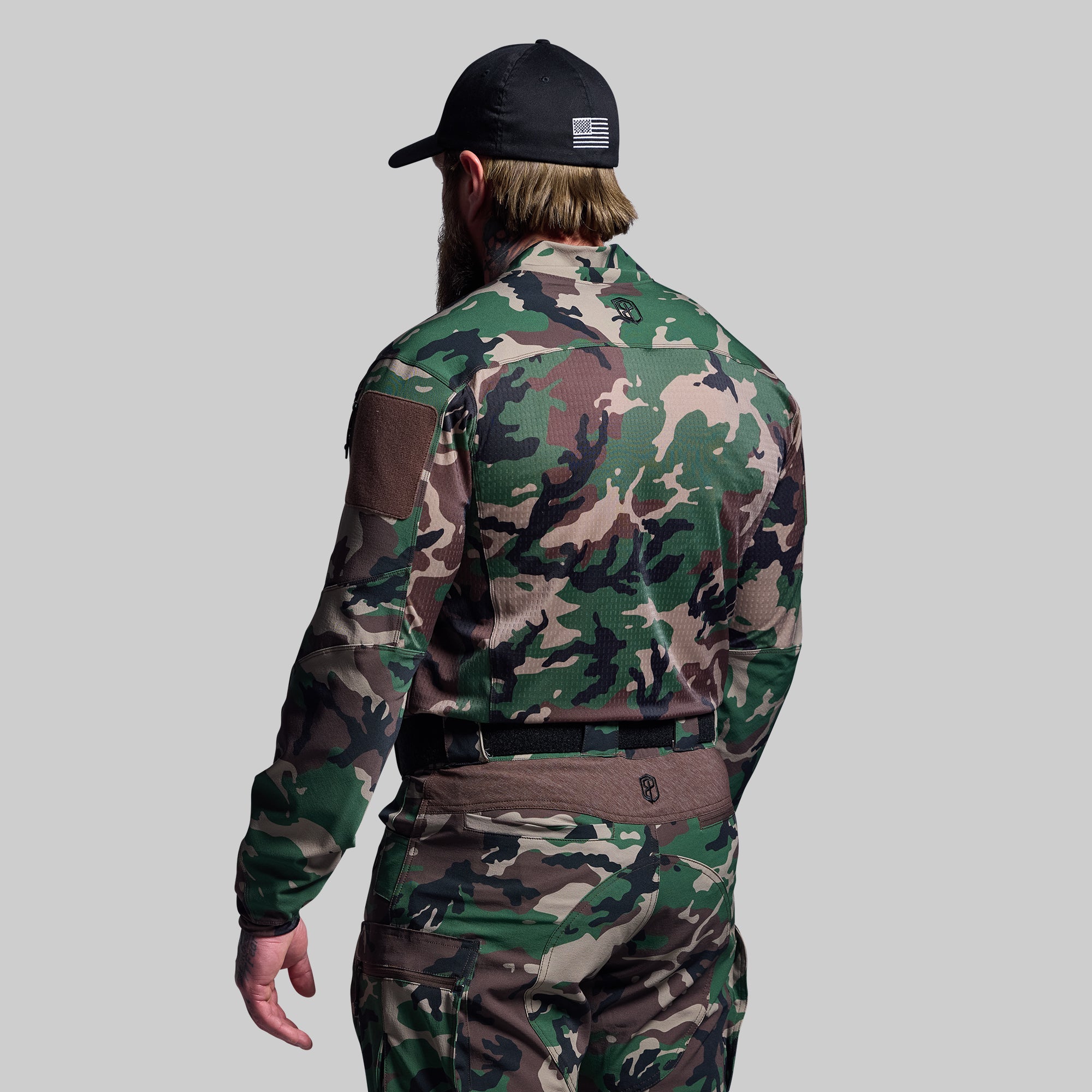 Long Sleeve Op Top Pro (Woodland Camo) - Tactical Performance Shirt for Outdoor Adventures, Hunting & Airsoft | Durable & Comfortable
