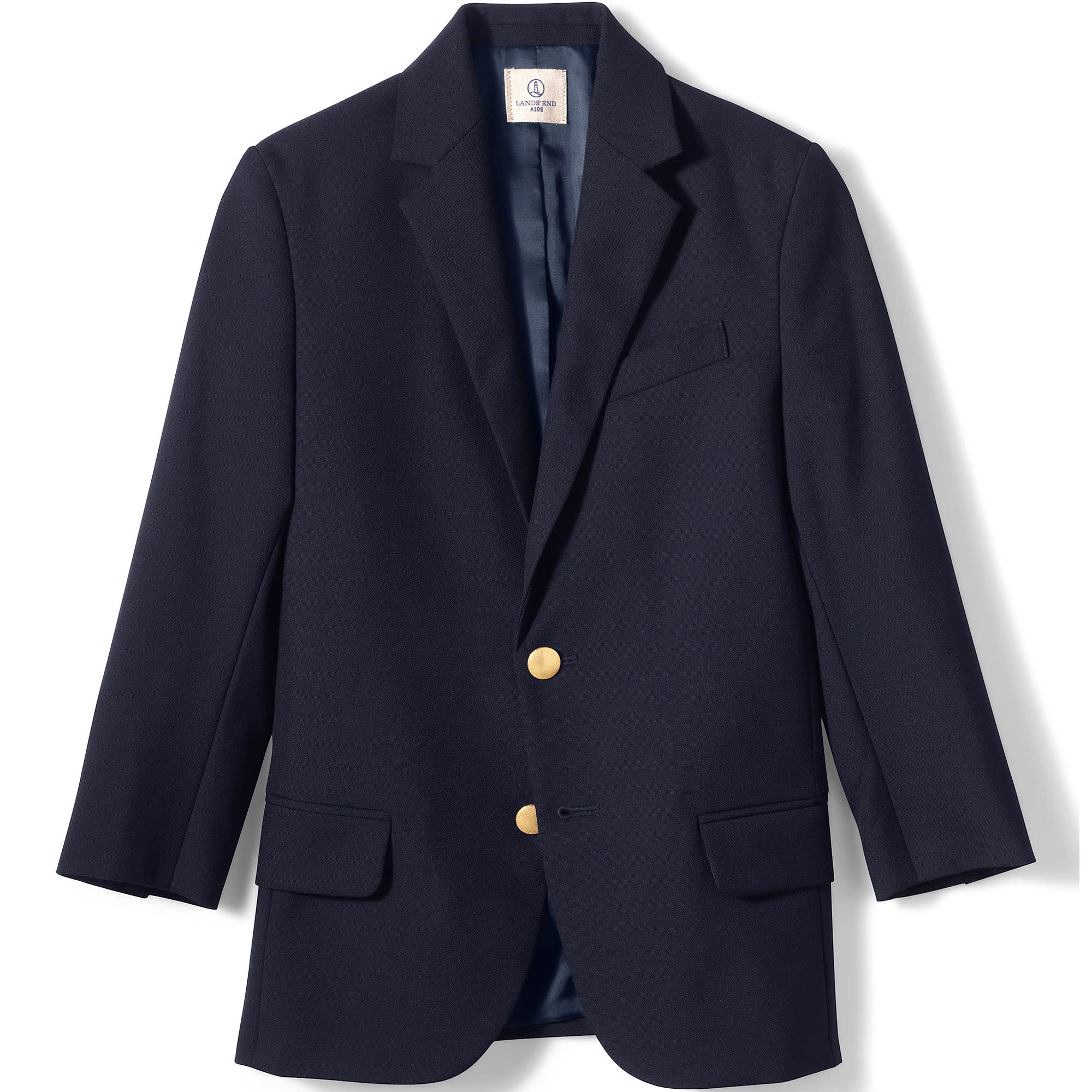 Lands' End Boys' School Uniform Hopsack Blazer - Classic Fit Navy Blue Blazer for School, Church & Special Occasions