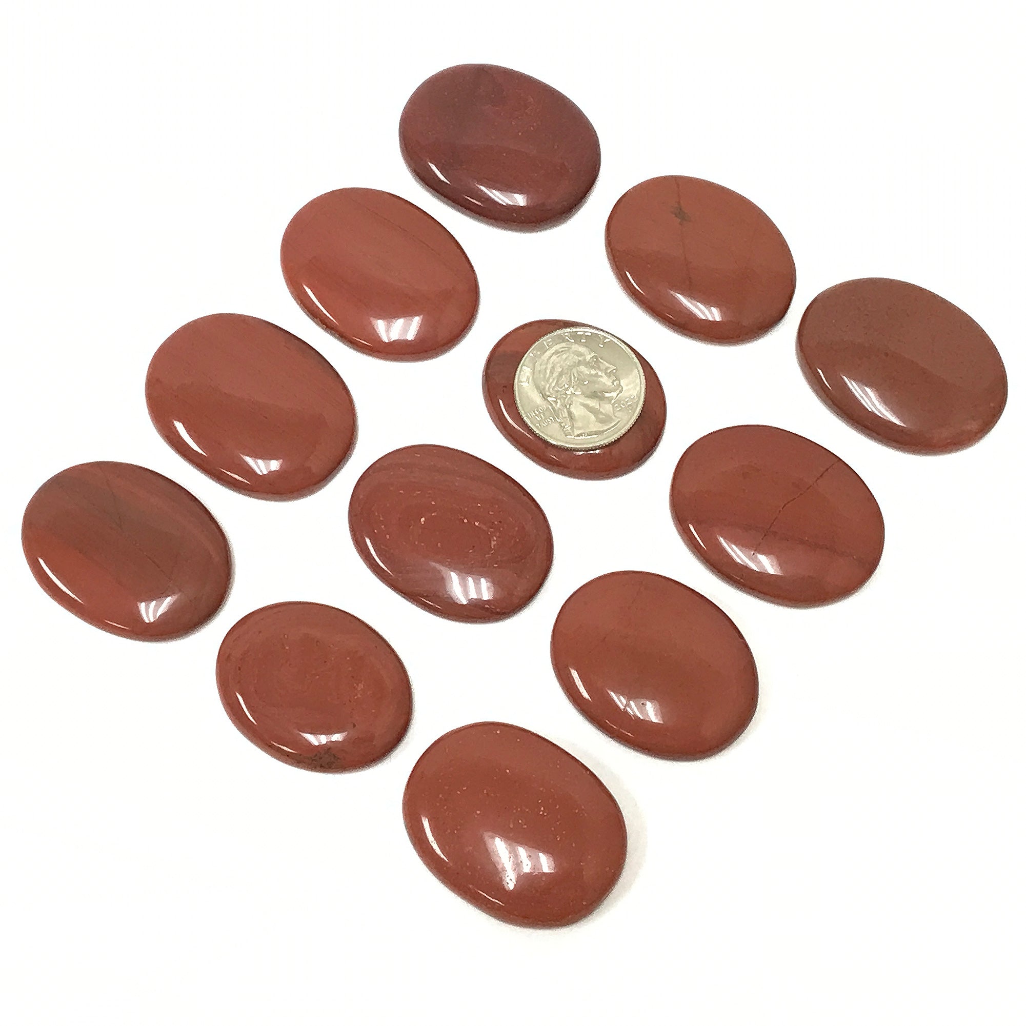 Natural Red Jasper Pocket Fidget Stone - Thumb Indent Anxiety Relief Worry Stone (1 Piece) for Stress Relief & Focus - Perfect for Meditation, Office Desk, and Travel Companion