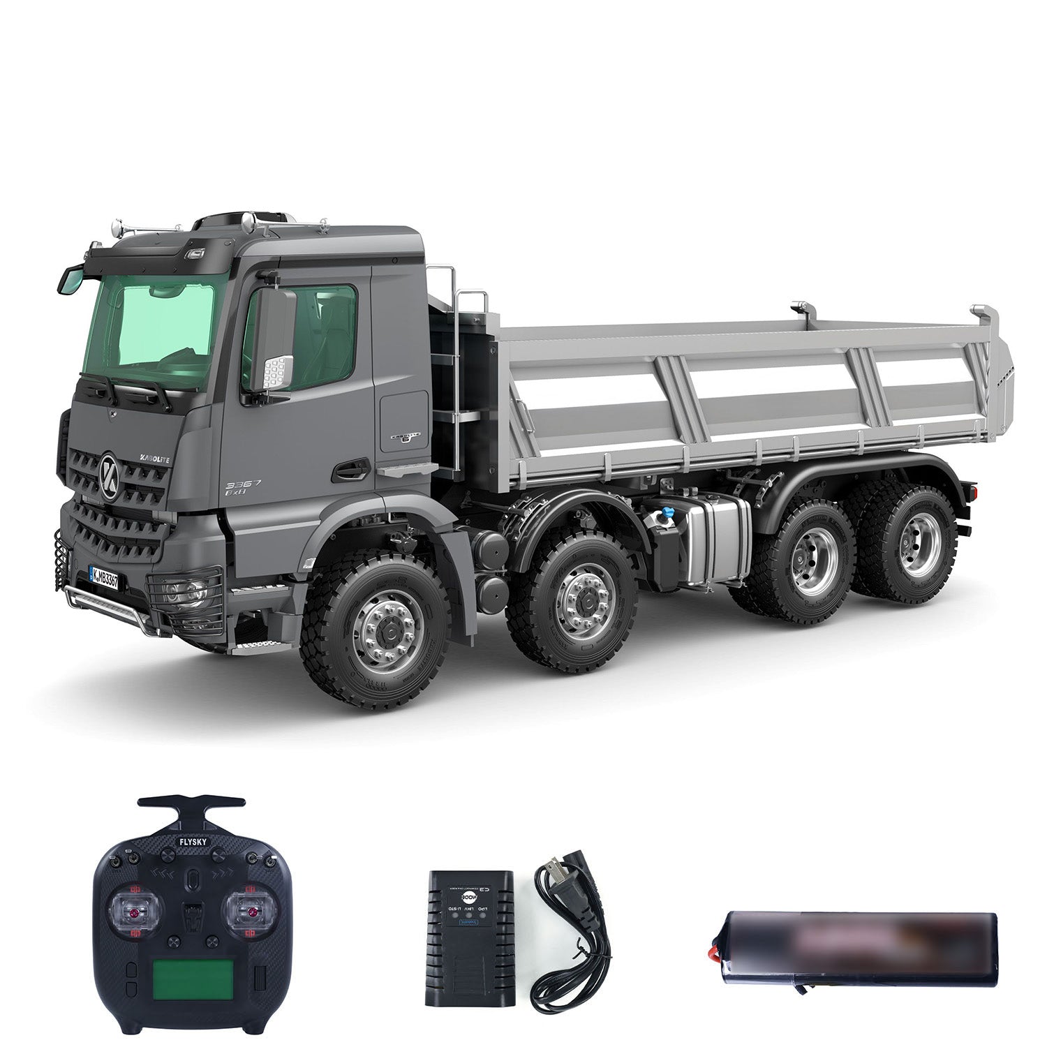 1/14 Scale Kabolite K3367 8x8 Metal Hydraulic RC Tipper Truck - Remote Control Dump Truck with Sound & Light, 2-Speed Transmission, Battery Powered, ST8 Radio, Axle Lock - Perfect for Construction Play, Off-Road Adventure and RC Hobbyists