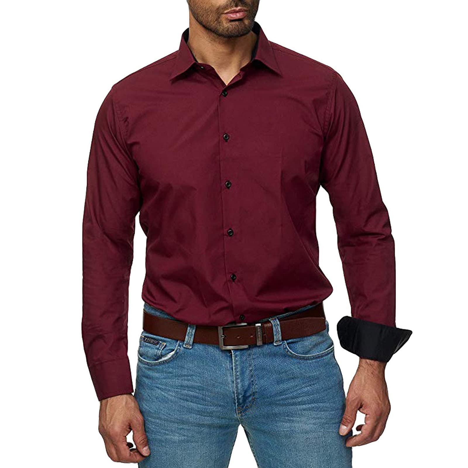 Men's Casual Button Down Dress Shirts - Long Sleeve Regular Fit Oxford Shirt for Work & Business | Western Style Formal Wear | Perfect for Office, Interviews & Special Occasions