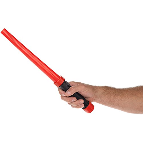 Nightstick NSP-1632 Red Lens Traffic Control Wand with Black Handle - 3 AAA Battery Powered Safety Baton for Law Enforcement, Security Guards & Emergency Responders | Roadside Assistance & Night Visibility Tool
