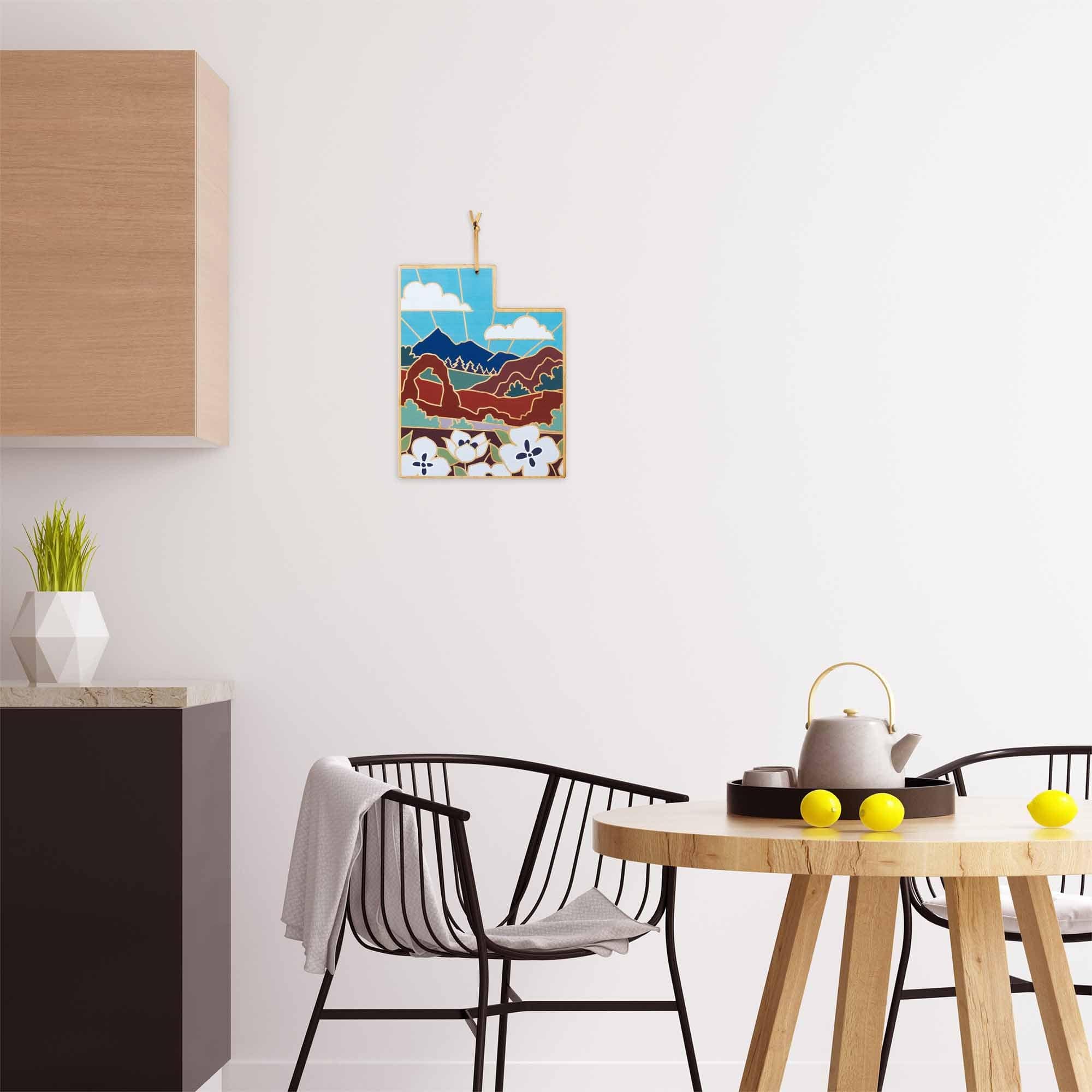 Handcrafted Utah-Themed Wooden Cutting Board with Summer Stokes Artwork - Perfect for Kitchen Decor, Gift Giving & Home Use