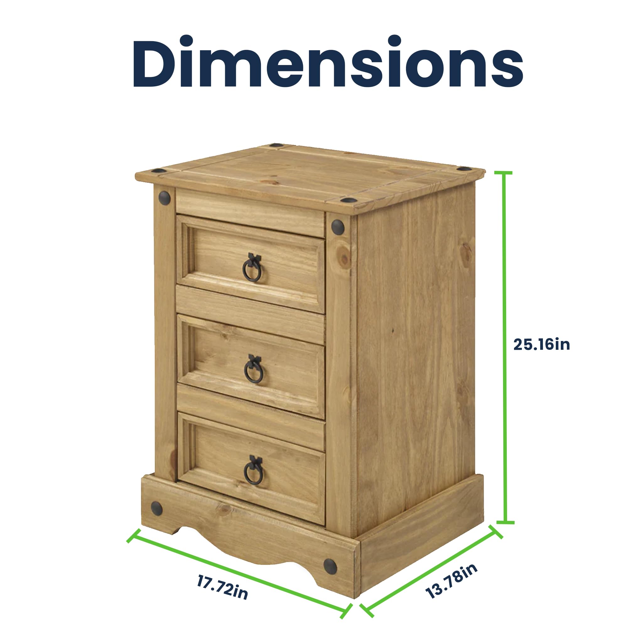 3-Drawer Wooden Floor Cabinet - Brown Storage Sideboard for Living Room, Bedroom, Office | Multi-Functional Nightstand, Sofa Side Table, Entryway Organizer | Perfect for Home, Kitchen & Hallway Storage Solutions