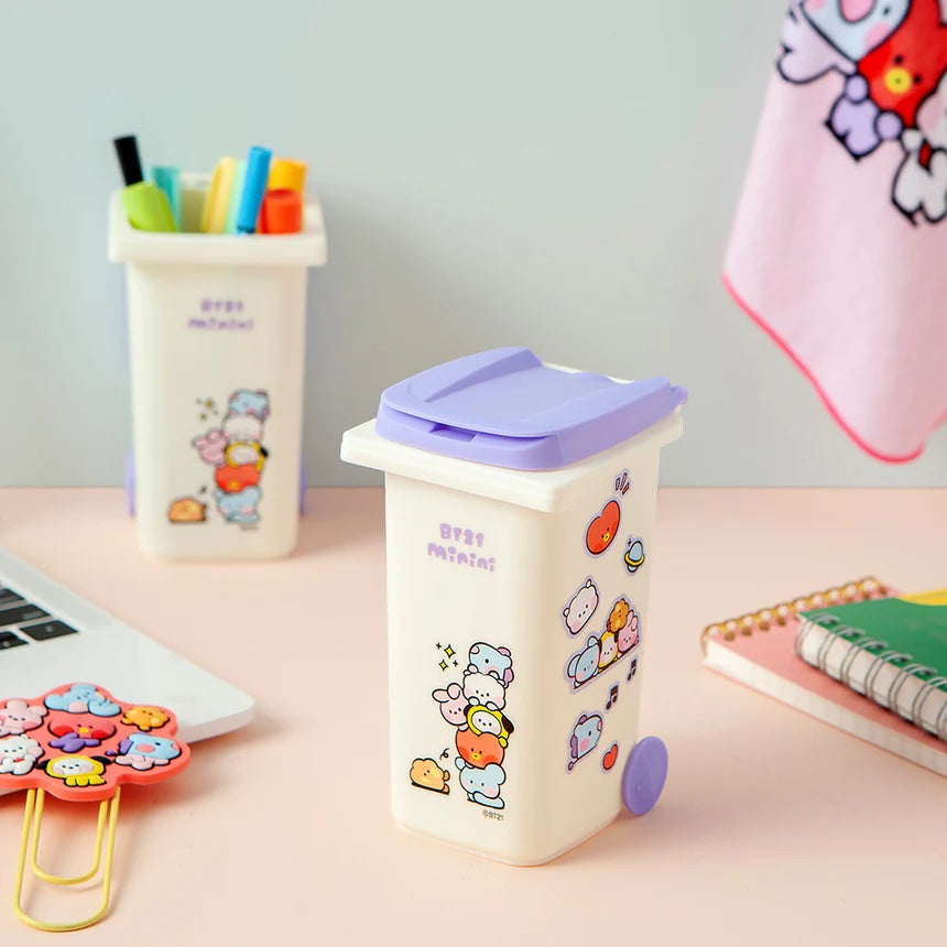 BT21 Cute Multi Pen Holder for Desk - 6 Slots Stationery Organizer for Office, School & Home - Perfect for BTS Fans, Students & Professionals