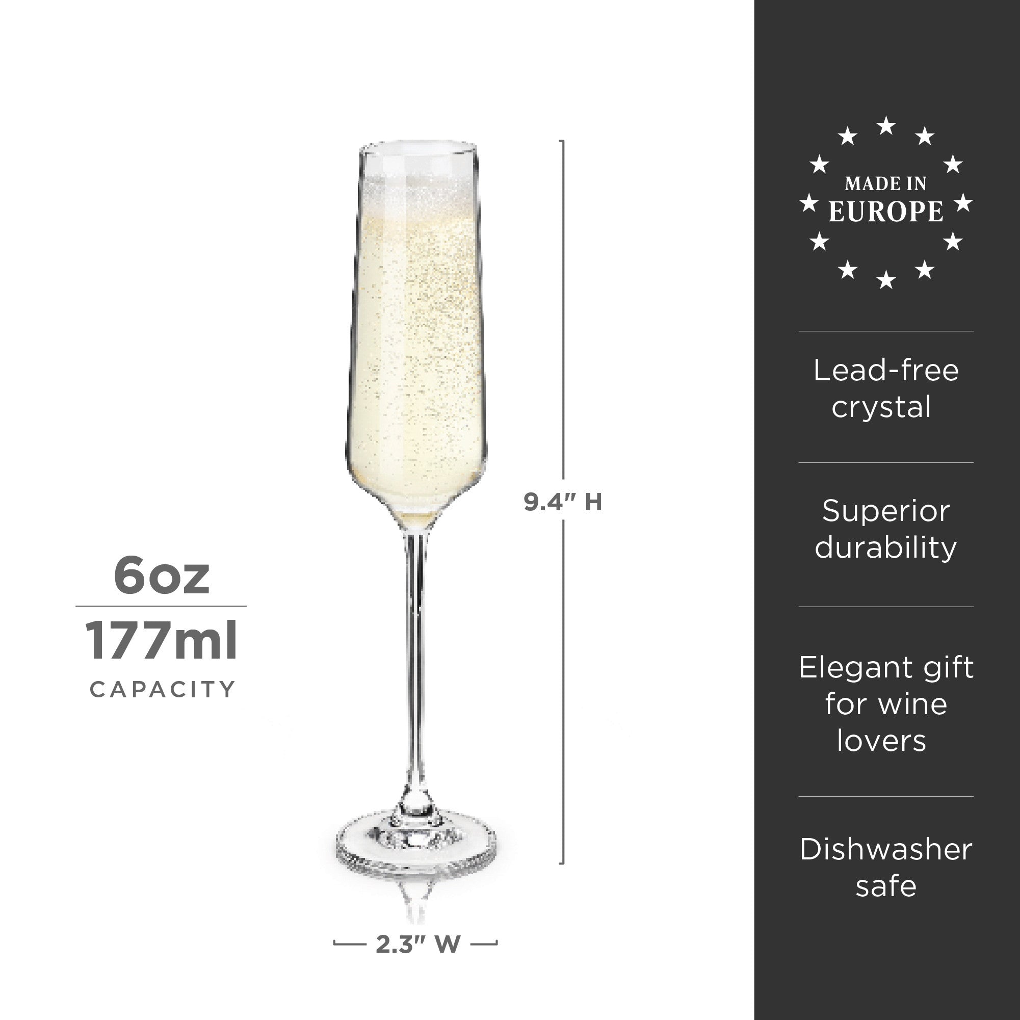 Premium Inez Crystal Champagne Flutes Set of 4 - Elegant Glassware for Weddings, Anniversaries & Special Celebrations