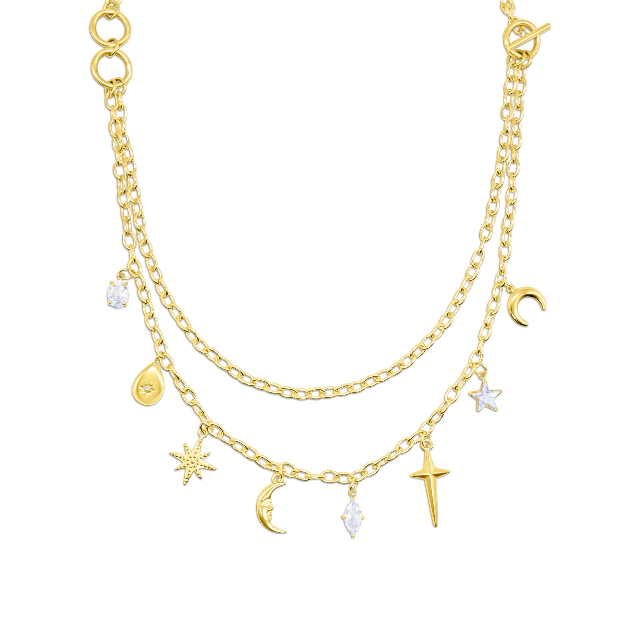 Gold Lyra Artemis Celestial Charm Necklace - Elegant Constellation Jewelry for Women - Perfect for Date Night & Special Occasions