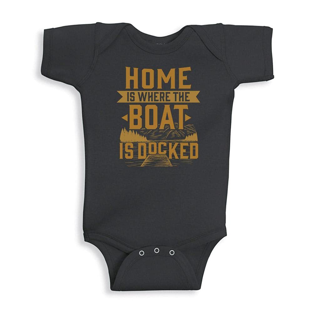 Home Is Where The Boat Is Docked Baby Infant Bodysuit - Cute Nautical Outfit for Newborns & Toddlers - Perfect for Beach Vacations, Boat Trips & Family Photos