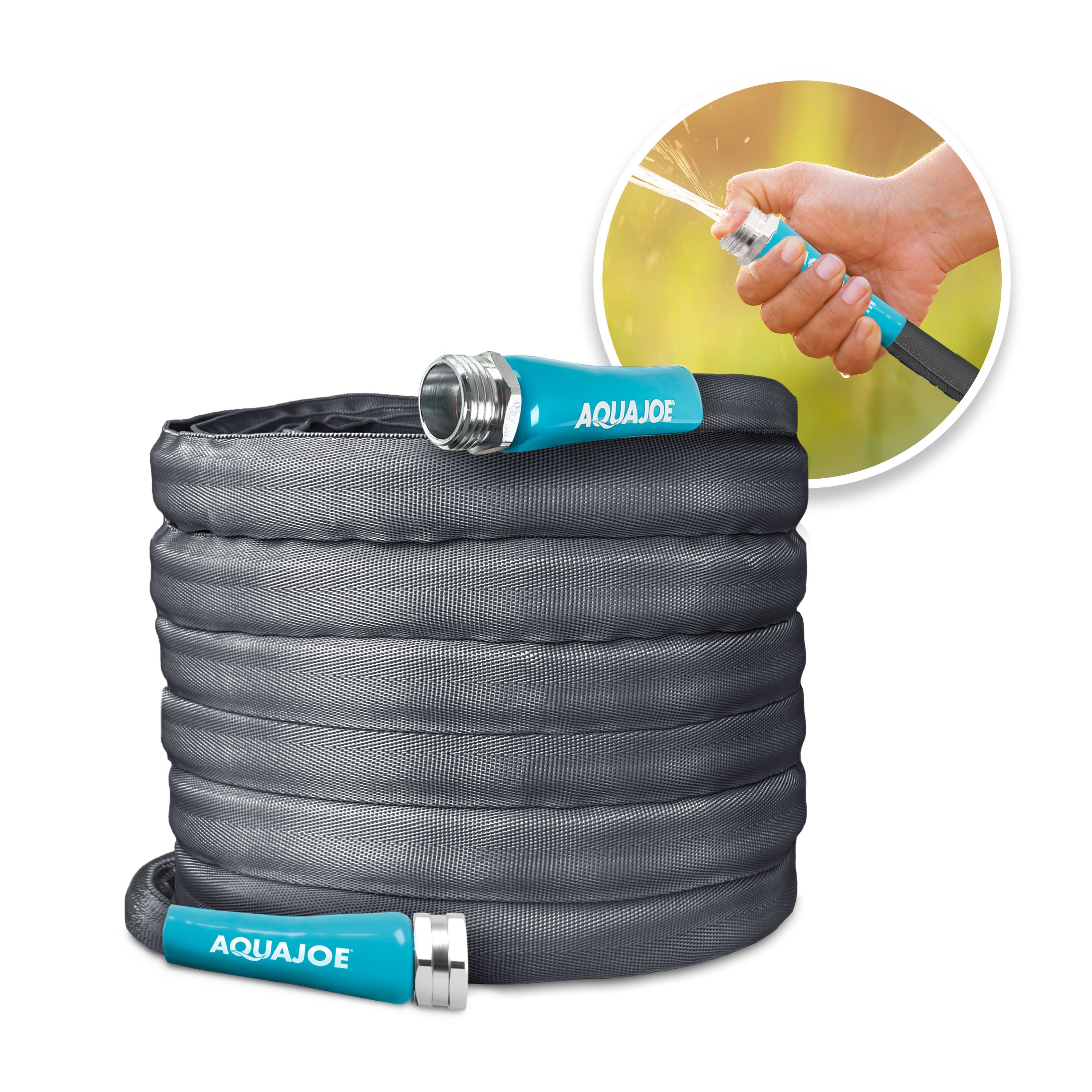 Aqua Joe AJFJH25 58 PRO Ultra Flexible Kink-Free Fiberjacket Garden Hose - 25ft Heavy Duty Water Hose with Metal Fittings for Lawn, Garden & Outdoor Watering