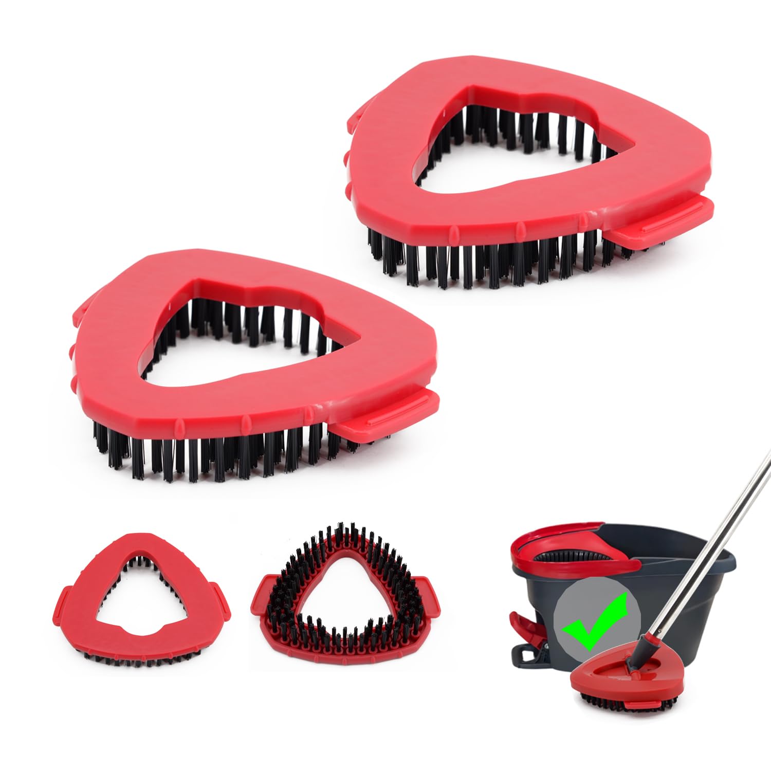 2 Pack Stiff Bristle Scrub Brush Heads - Compatible with Cedar 1 Tank System, Deck & Floor Scrubber - Heavy Duty Cleaning Brush for Bathroom, Kitchen, Tub, Tile, Carpet - Perfect for Deep Cleaning Floors, Grout & Tough Stains