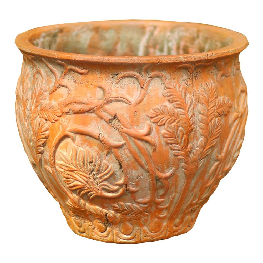 Vintage European Antique Ceramic Flower Pot - Extra Large Classic Outdoor Planter for Garden, Balcony & Courtyard | Retro Floor Vase & Decorative Ornament | Perfect for Patio, Porch & Indoor Plant Display
