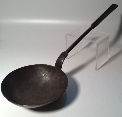 18th Century Antique Wrought Iron Tasting Spoon - Large Pre-Revolutionary War Exhibit Piece for Historical Display & Collection