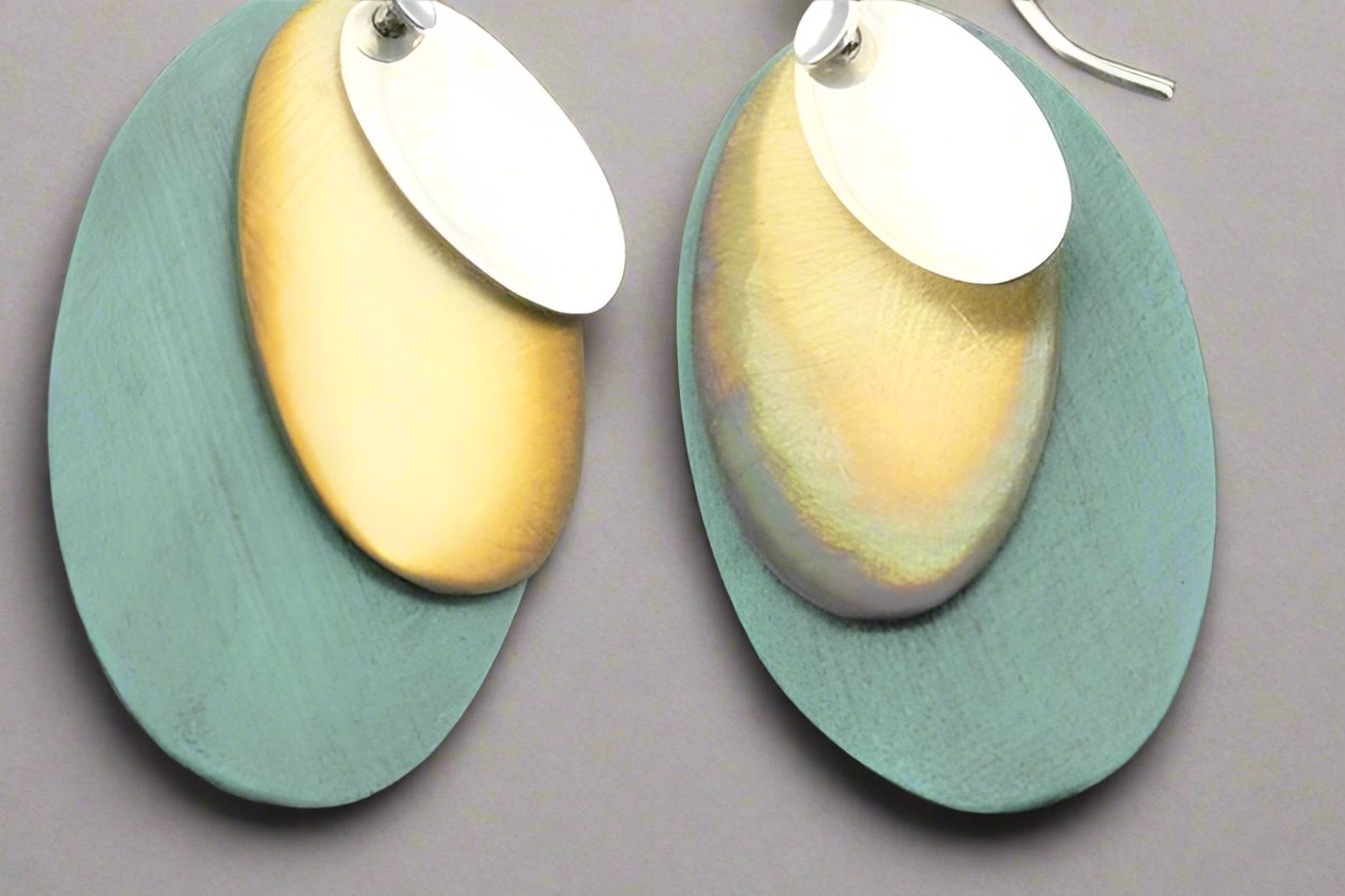 Handmade Copper Patina Brass Silver Disc Earrings - Boho Chic Dangle Earrings for Women - Perfect for Parties, Weddings & Everyday Wear