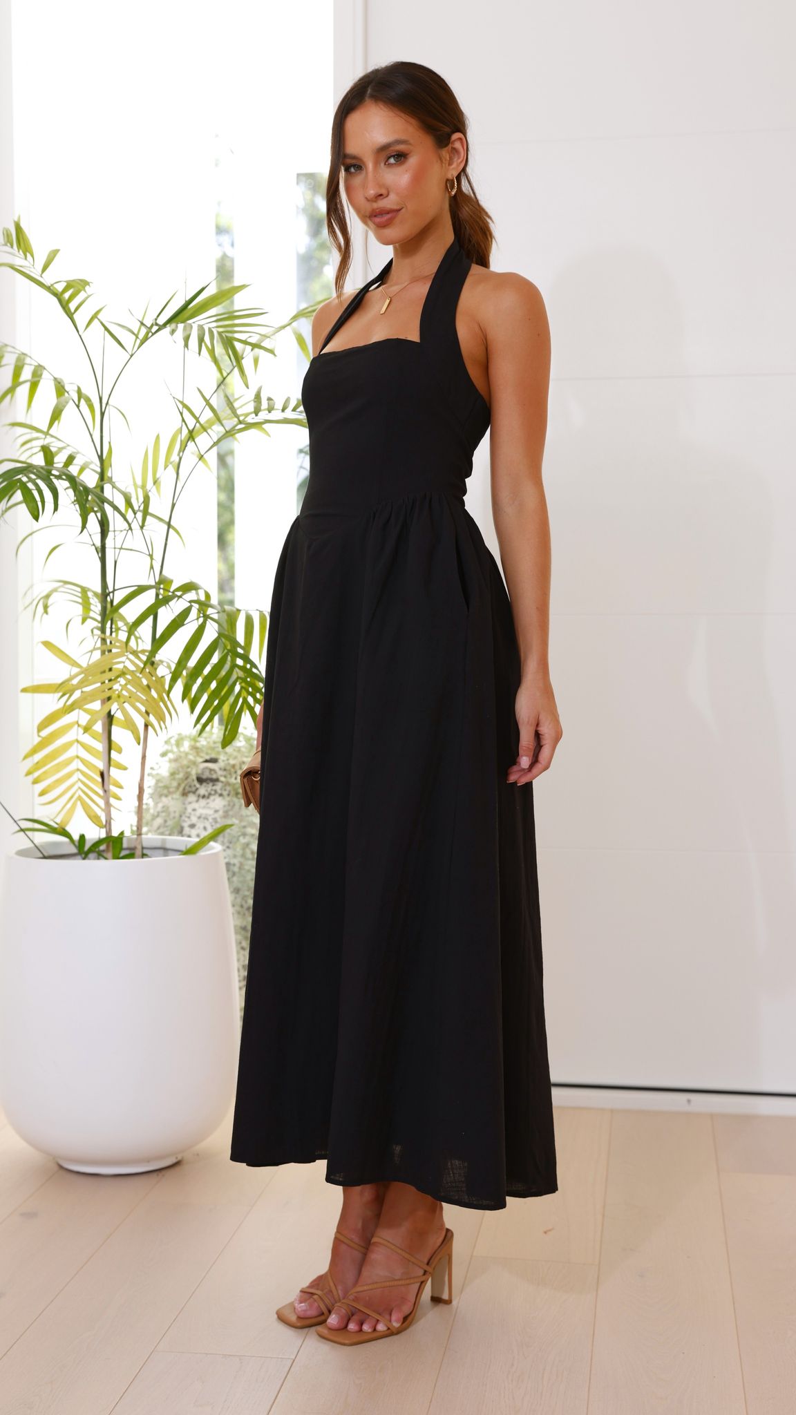 Caden Maxi Dress for Women - Elegant Black Long Flowy Dress for Summer, Beach, Party & Casual Wear