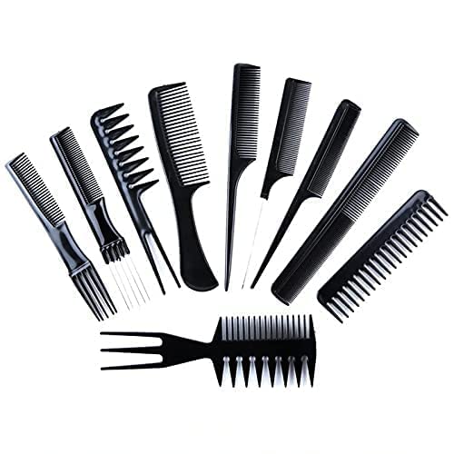YENKY 10-Piece Professional Hair Styling Comb Set - Barber & Salon Quality Black Combs for Cutting, Styling & Detangling - Perfect for Hairstylists, Barbers & Home Use