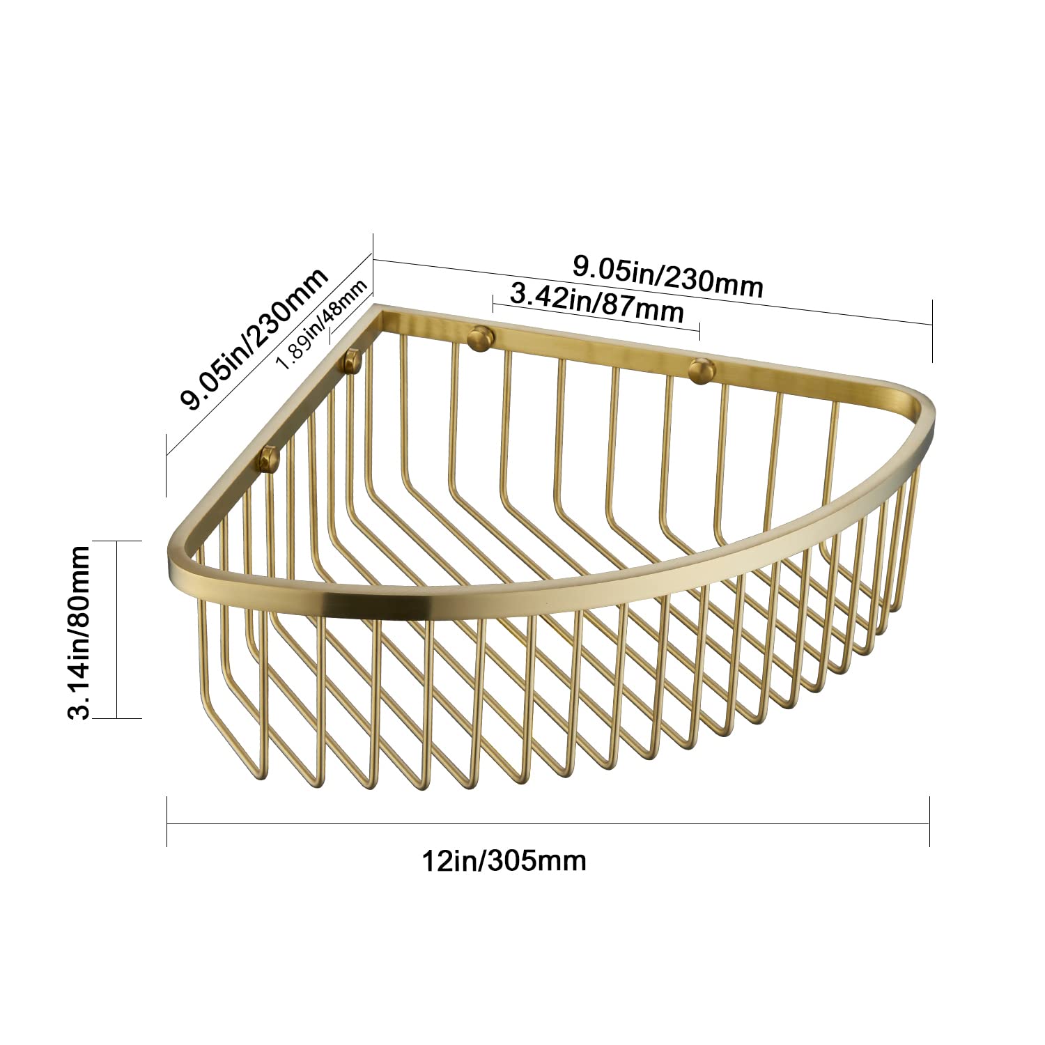 Stainless Steel Shower Caddy Corner Shelf - Rust-Proof Bathroom Organizer with Wall Mount, Shampoo Holder for Shower & Kitchen Storage - Brushed Gold Finish | Perfect for Small Bathrooms, Apartments & RV Showers