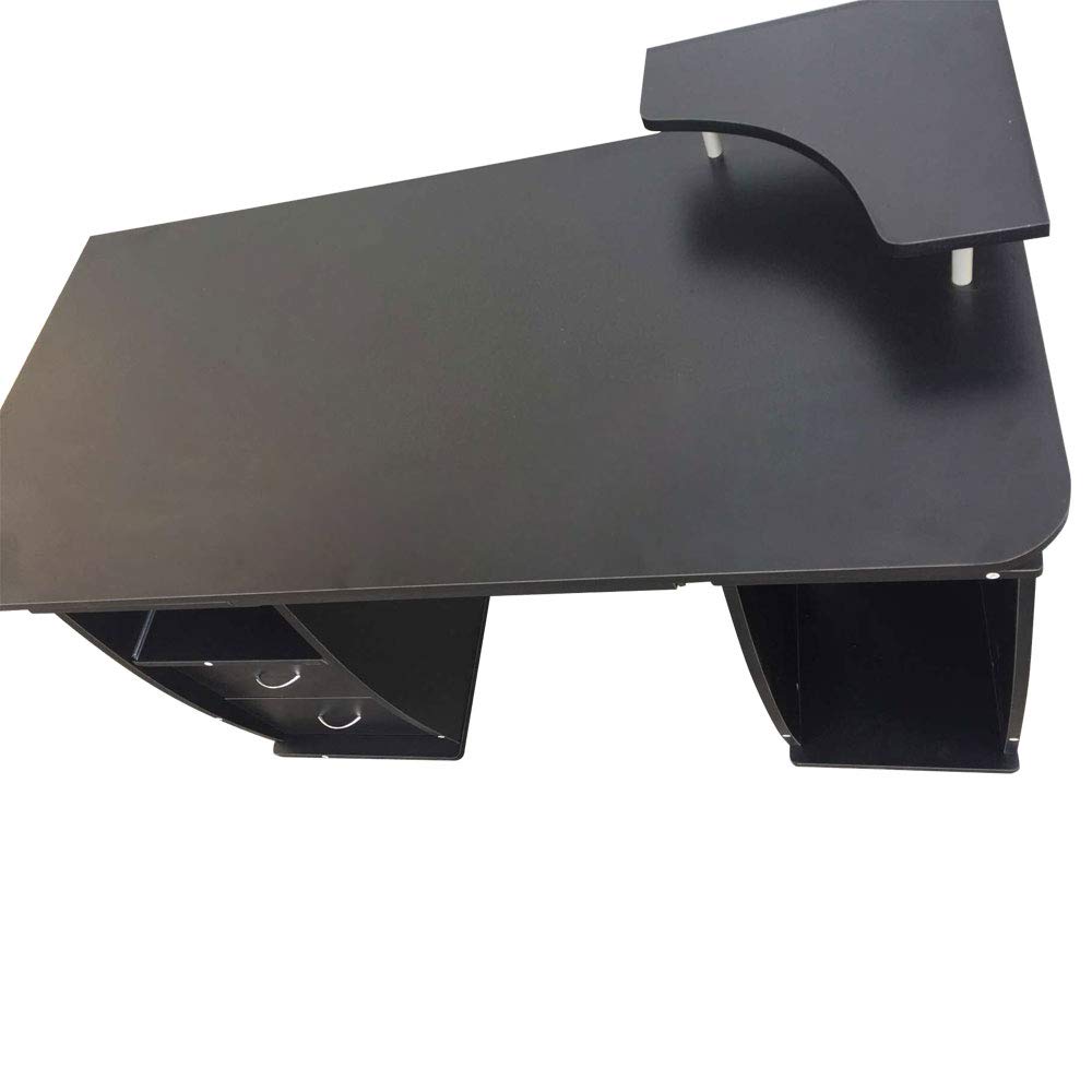 Ergonomic Computer Desk with 2 Storage Drawers & Pull-Out Keyboard Tray - Home Office Workstation with Printer Stand - Perfect for Small Spaces, Bedroom, and Remote Work Setup