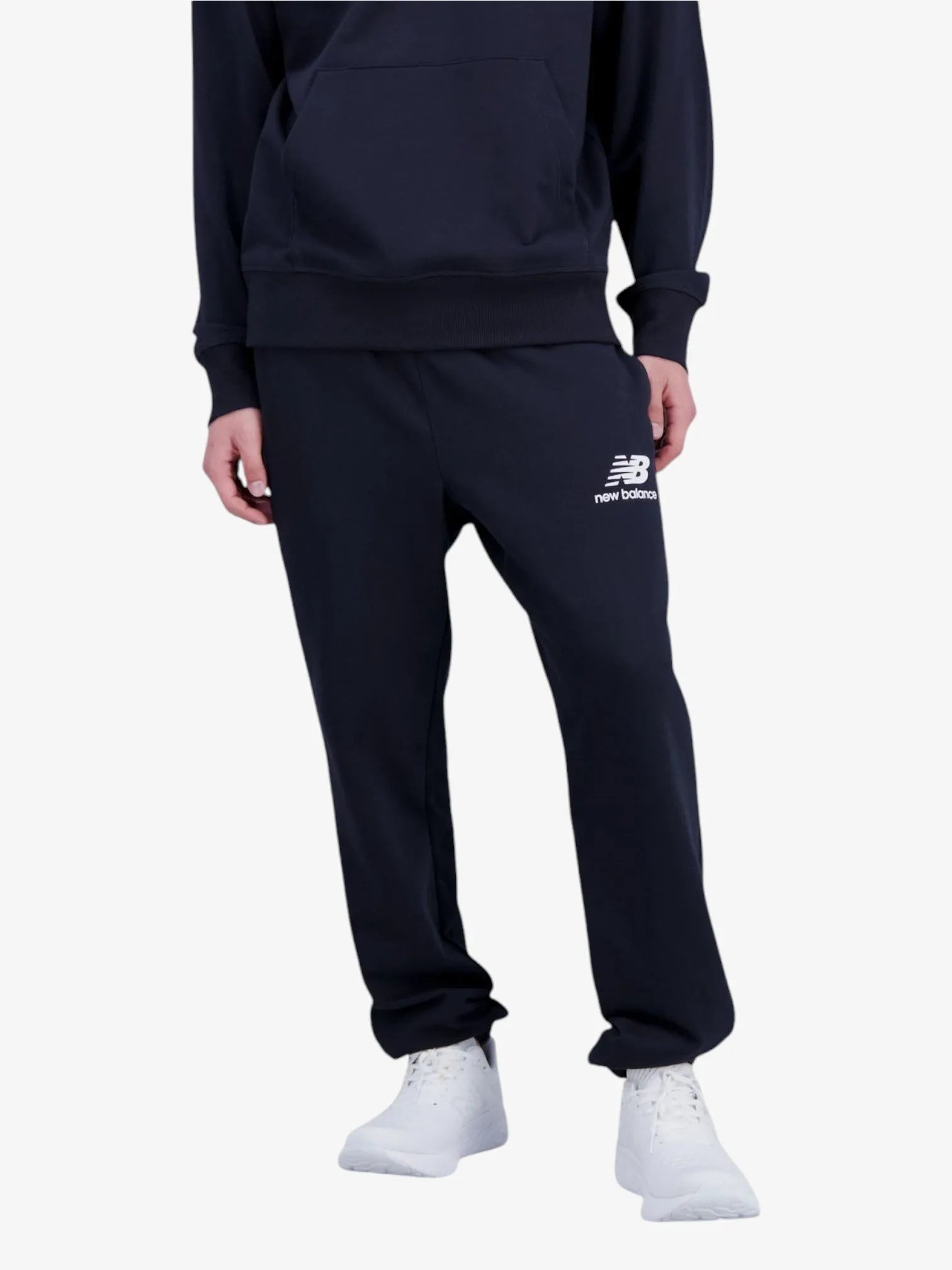 New Balance Essentials Stacked Black Jogger Pants for Men - Comfortable & Stylish for Running, Gym, and Casual Wear