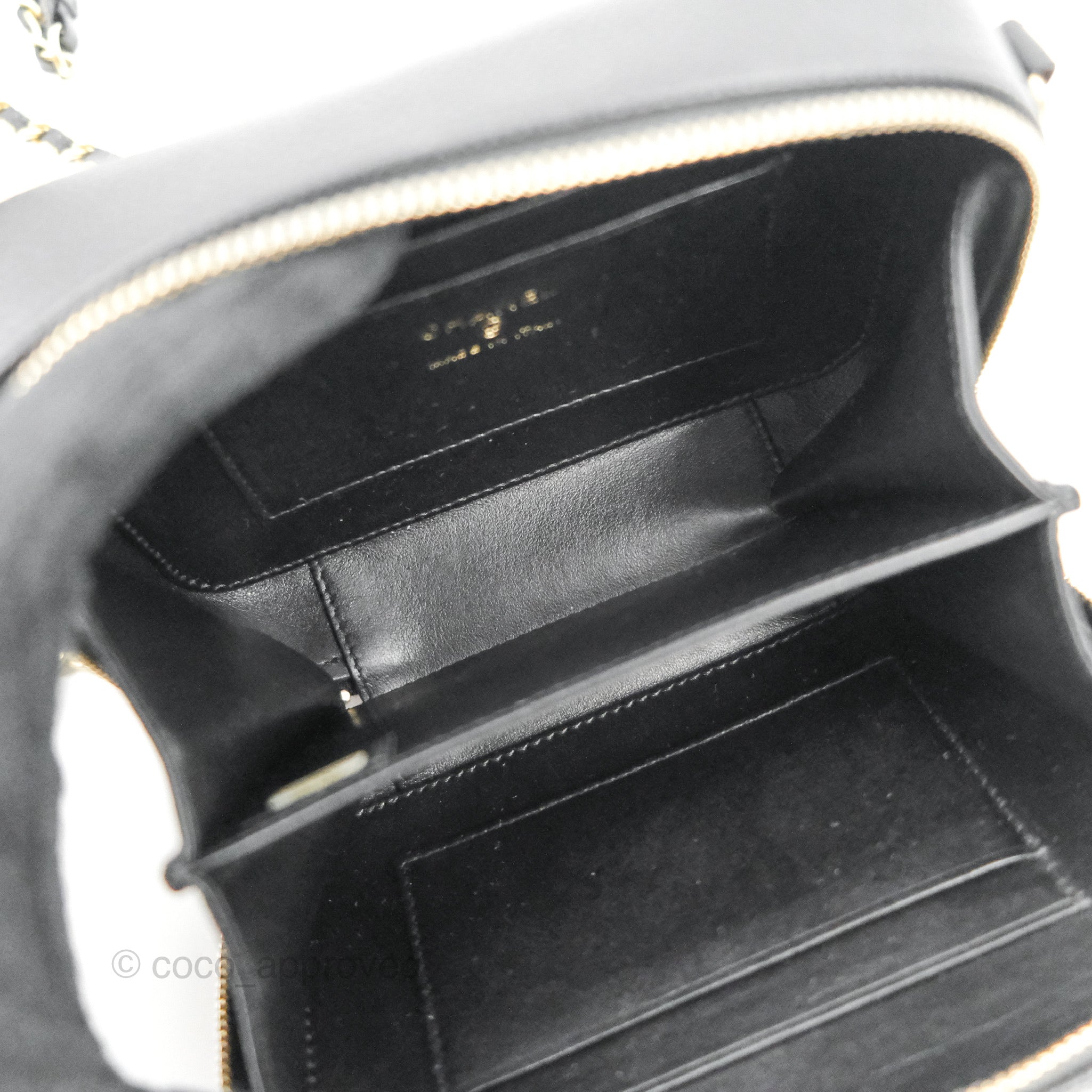 Chanel CC Filigree Vanity Clutch with Chain - Caviar Black Leather with Aged Gold Hardware - Perfect for Evening Events, Parties & Luxury Gift Giving