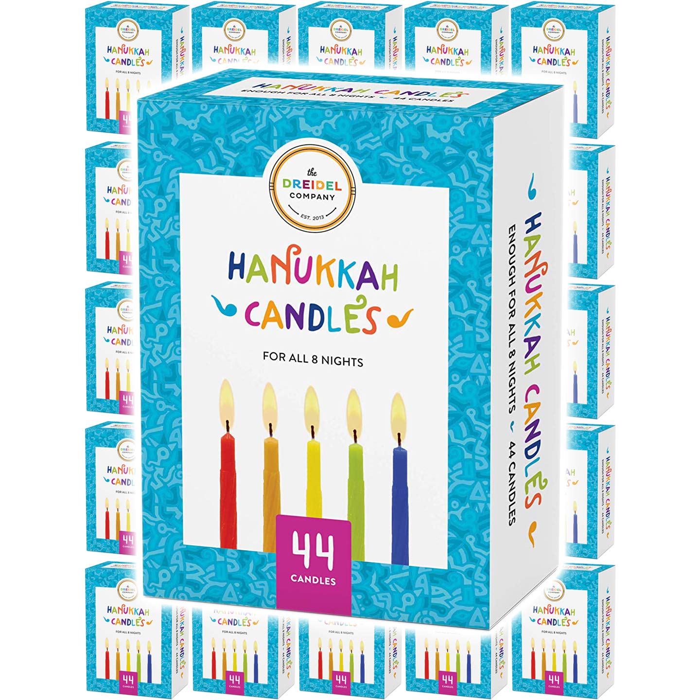 Colorful Hanukkah Candles 44-Pack for Menorah - 8 Nights Celebration